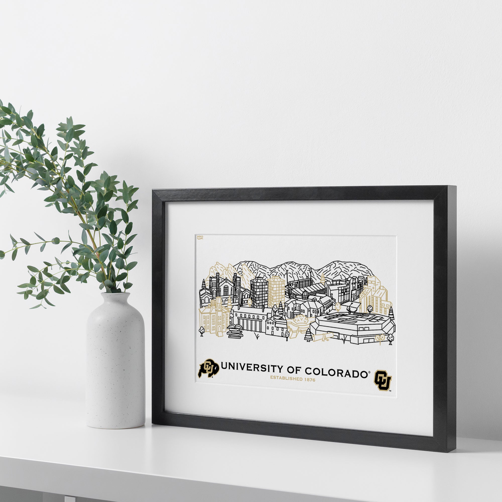 Colorado Buffaloes Framed Campus Line Wall Art 11" x 14"