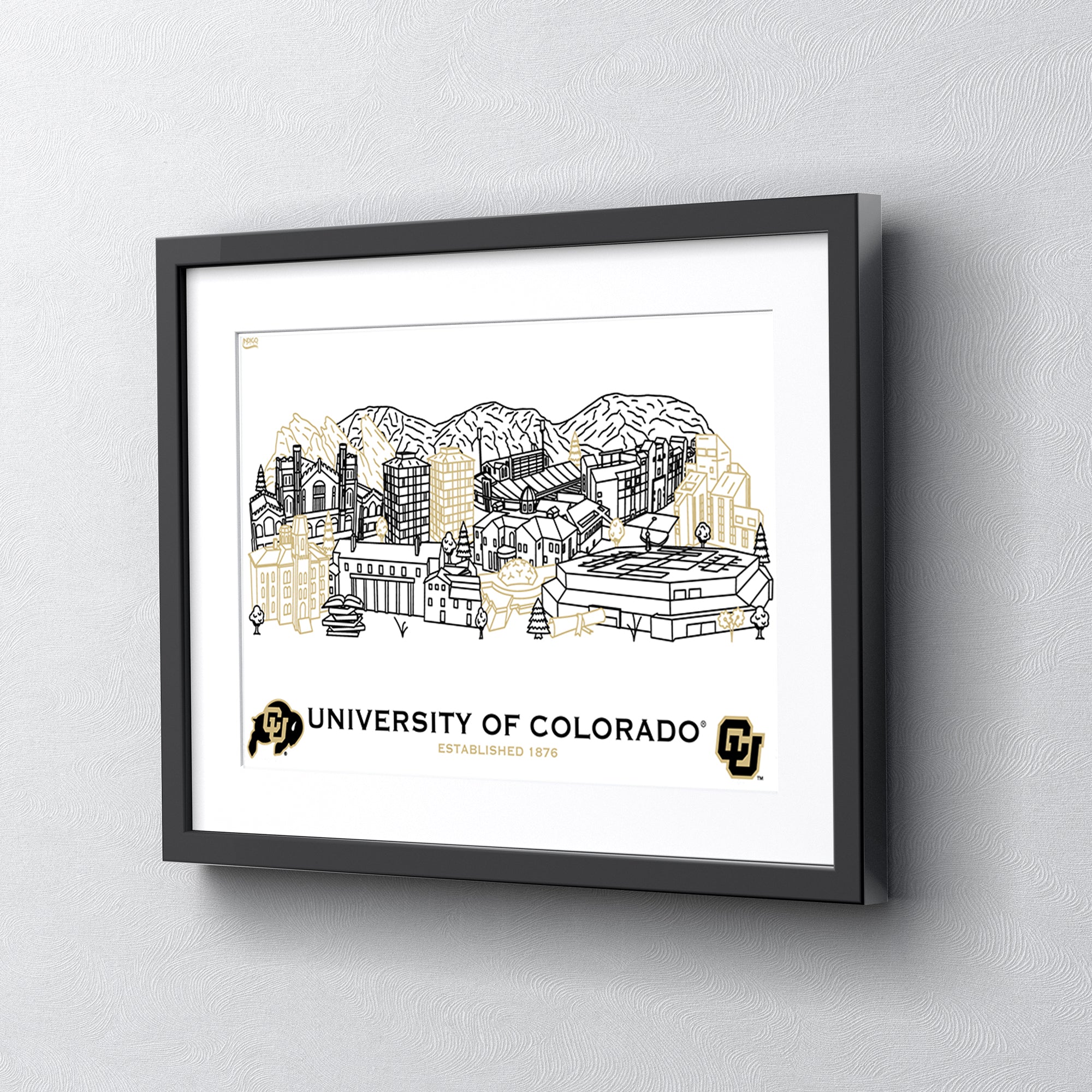 Colorado Buffaloes Framed Campus Line Wall Art 11" x 14"