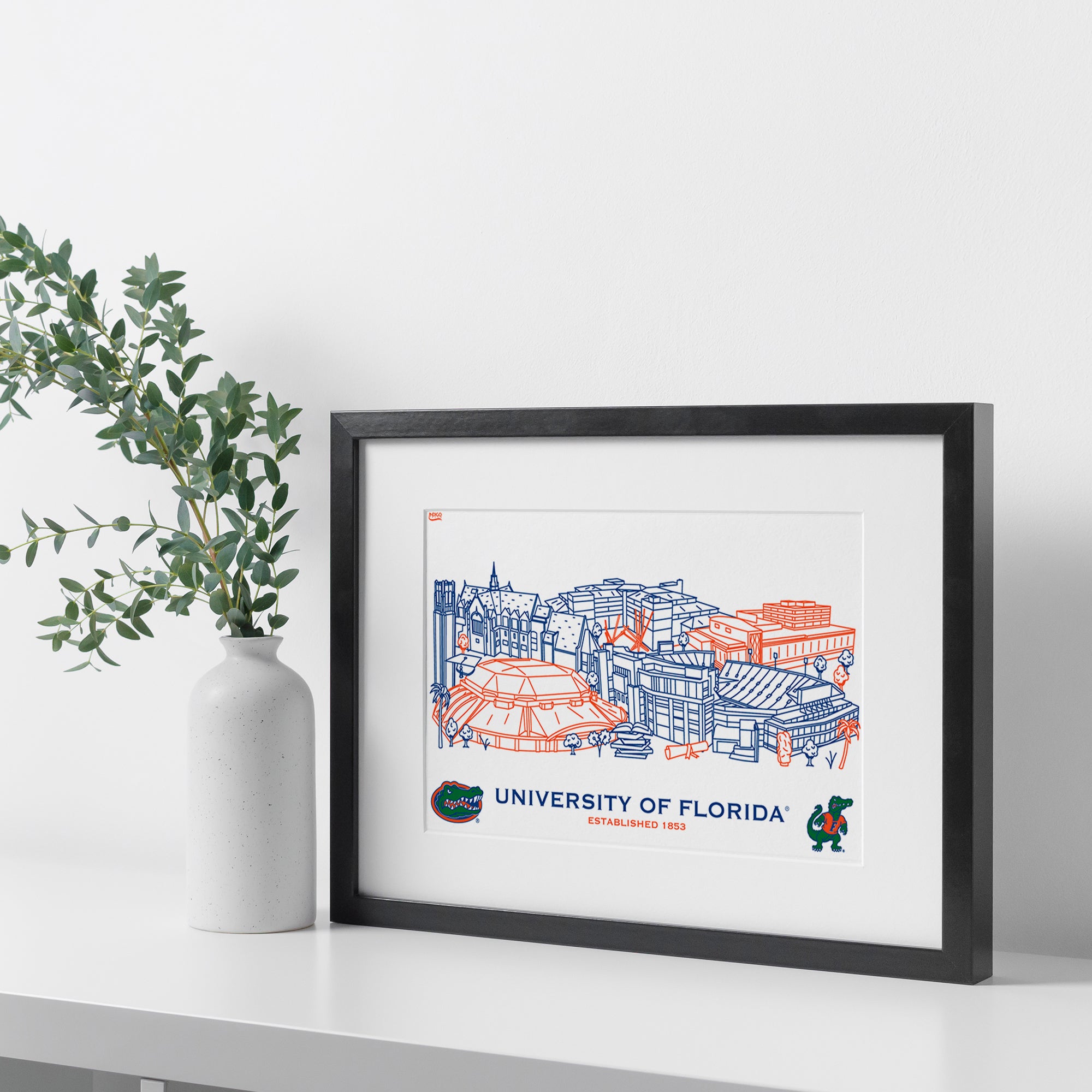 Florida Gators Framed Campus Line Wall Art 11" x 14"