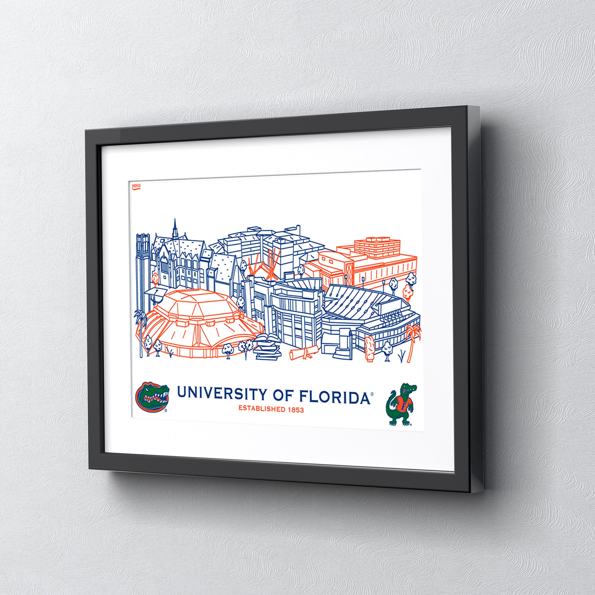 Florida Gators Framed Campus Line Wall Art 11" x 14"