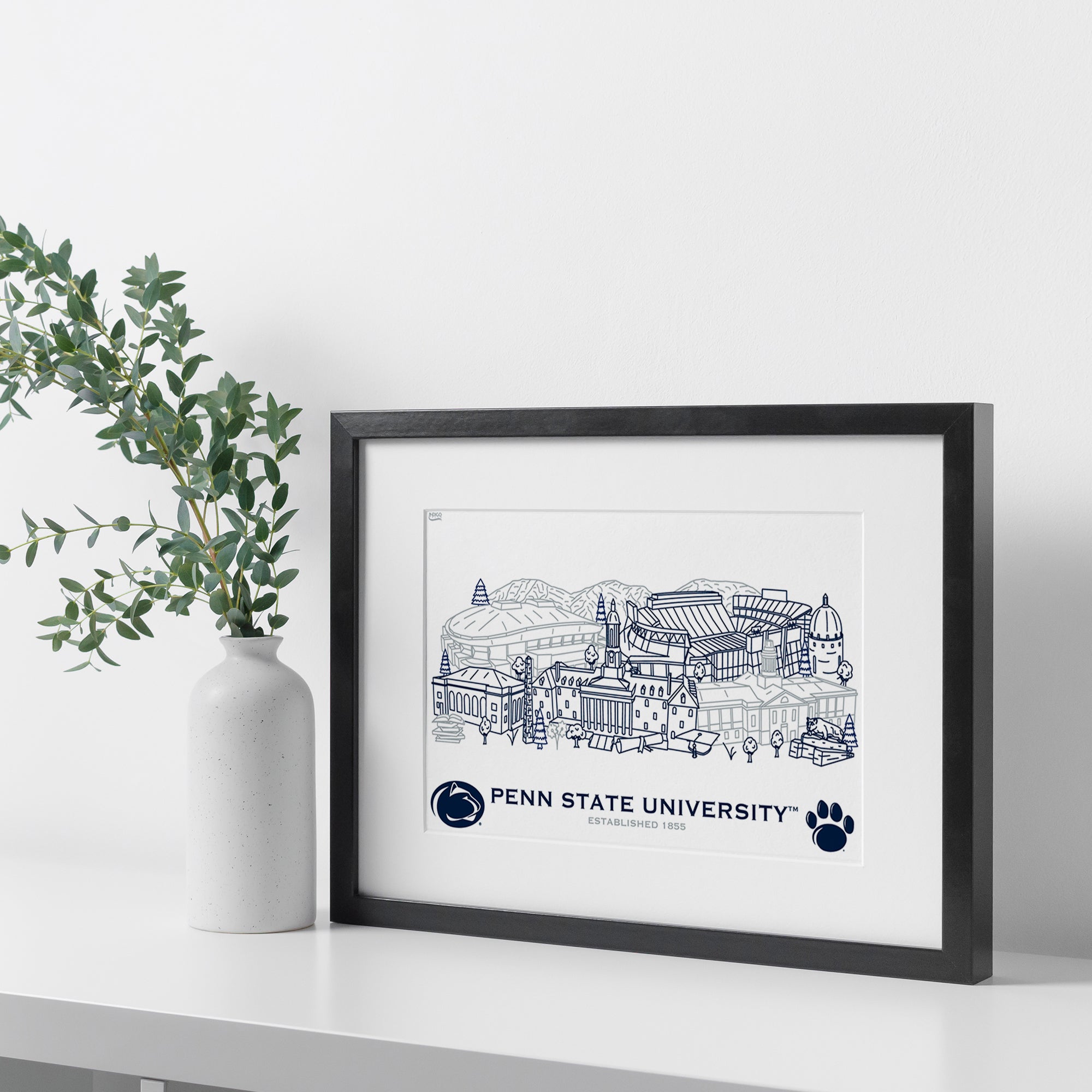Penn State Nittany Lions Framed Campus Line Wall Art 11" x 14"