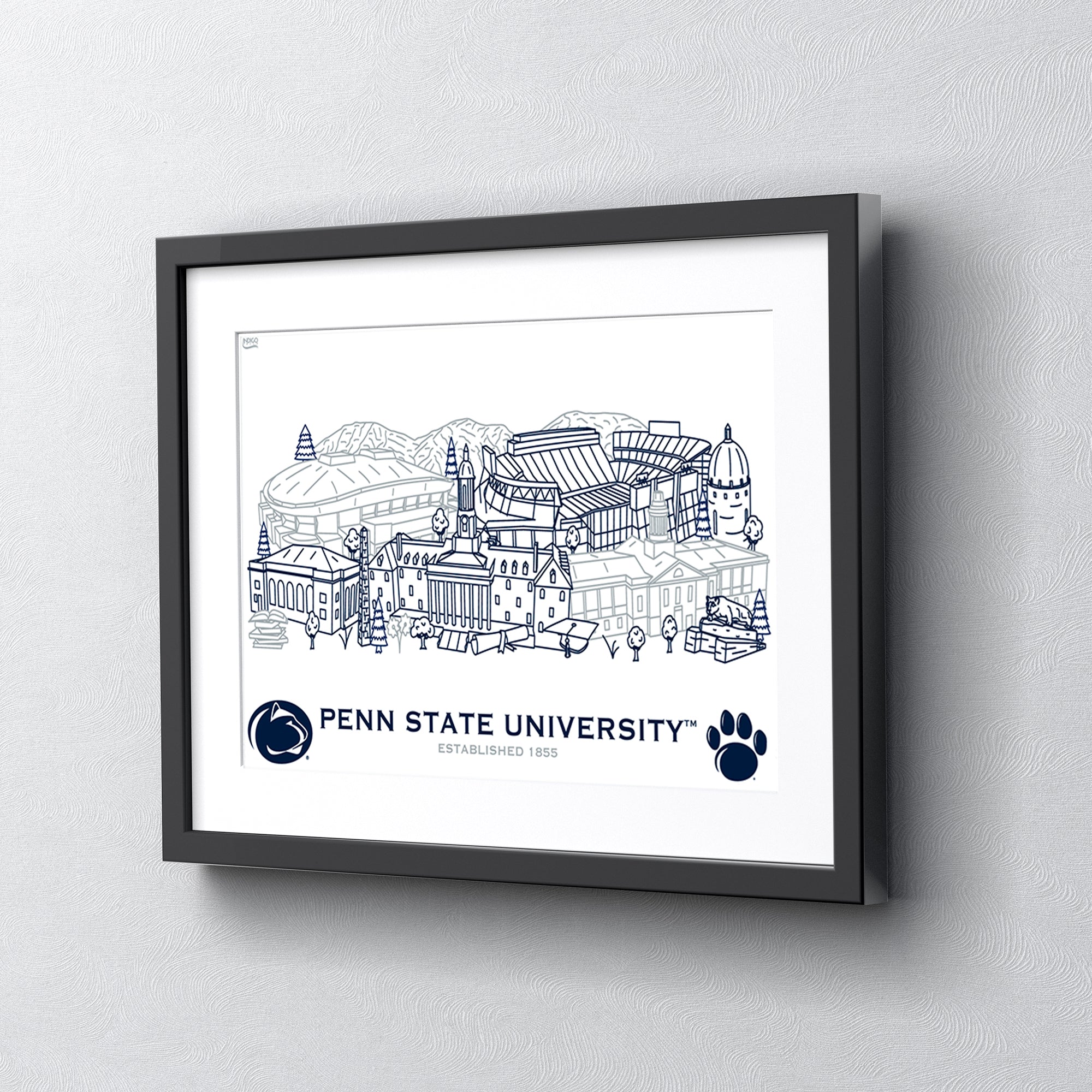 Penn State Nittany Lions Framed Campus Line Wall Art 11" x 14"