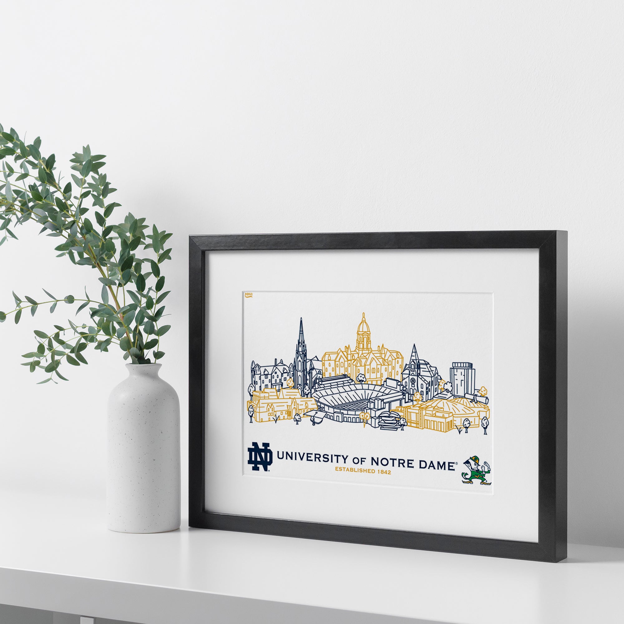 Notre Dame Fighting Irish Framed Campus Line Wall Art 11" x 14"