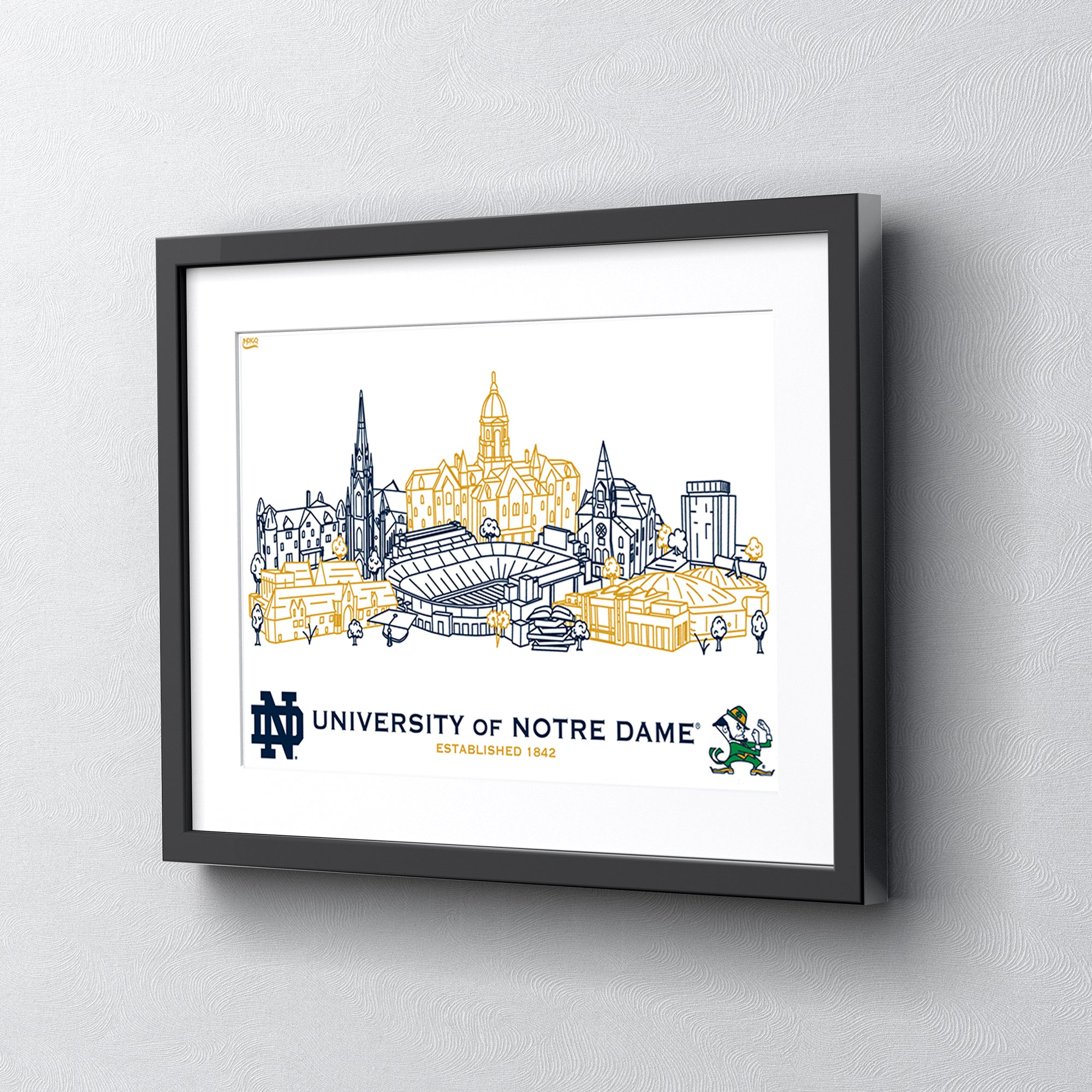 Notre Dame Fighting Irish Framed Campus Line Wall Art 11" x 14"