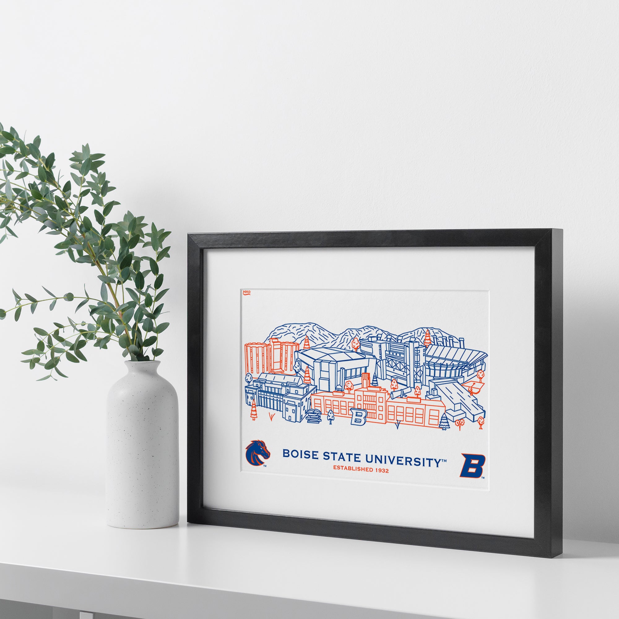 Boise State Broncos Framed Campus Line Wall Art 11" x 14"