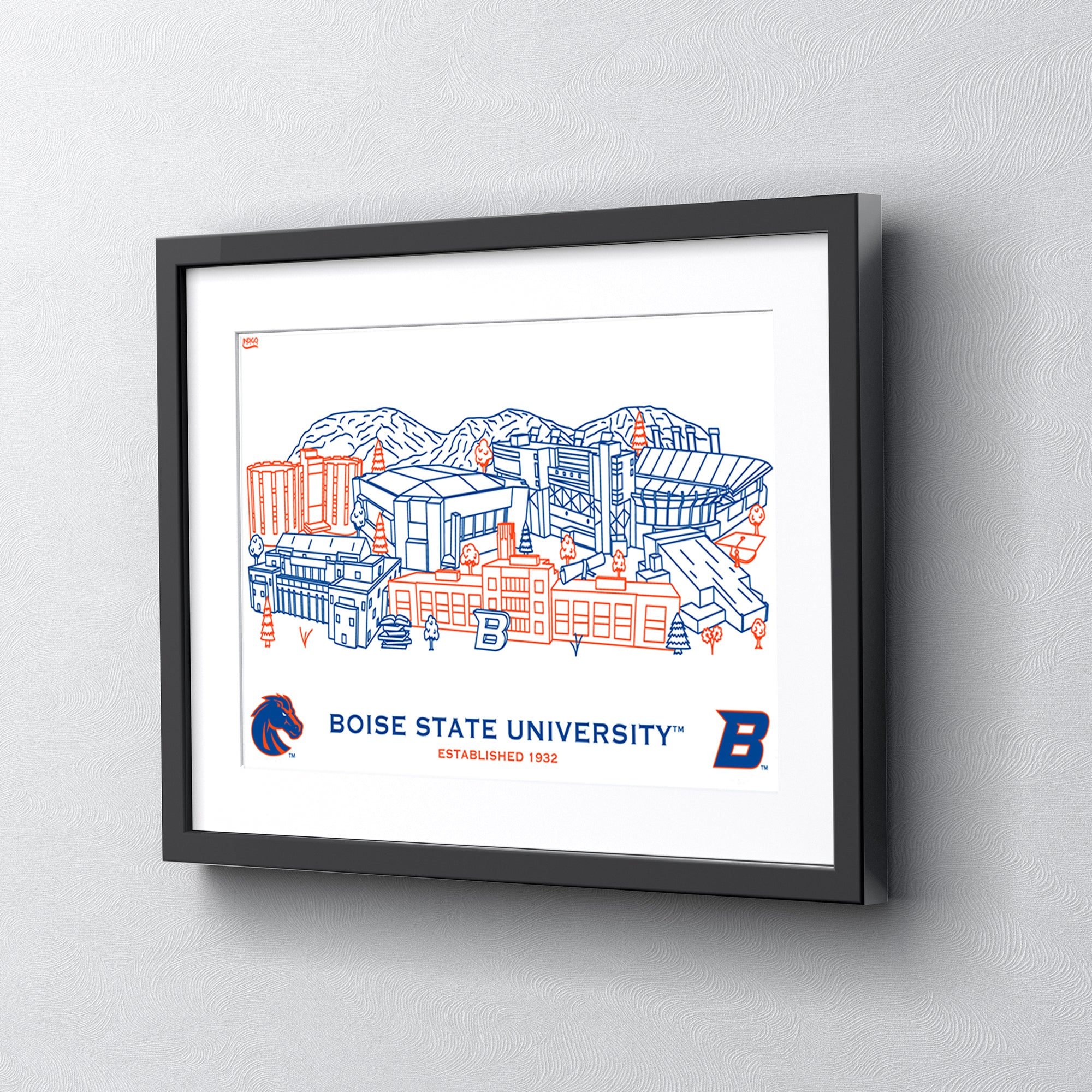 Boise State Broncos Framed Campus Line Wall Art 11" x 14"