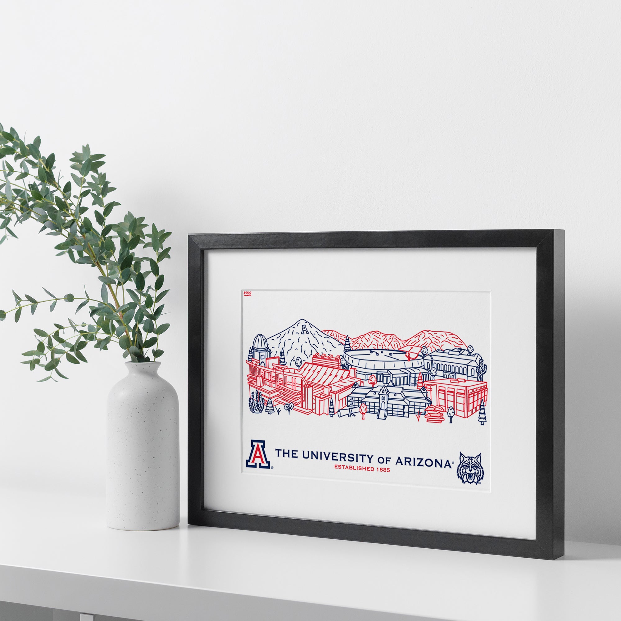 Arizona Wildcats Framed Campus Line Wall Art 11" x 14"