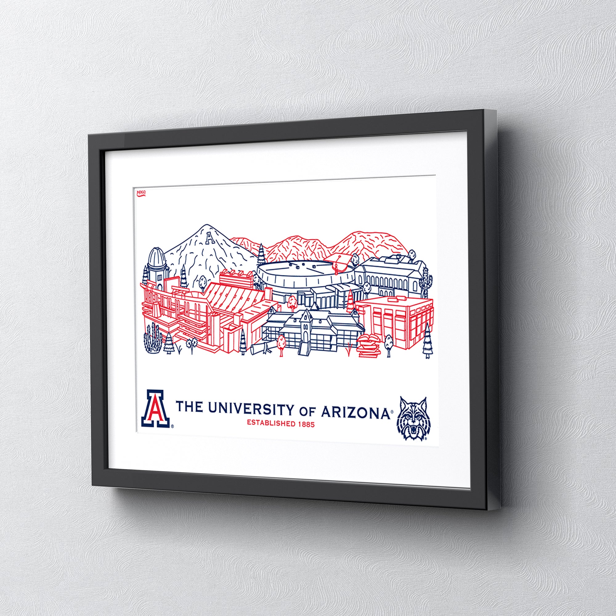 Arizona Wildcats Framed Campus Line Wall Art 11" x 14"