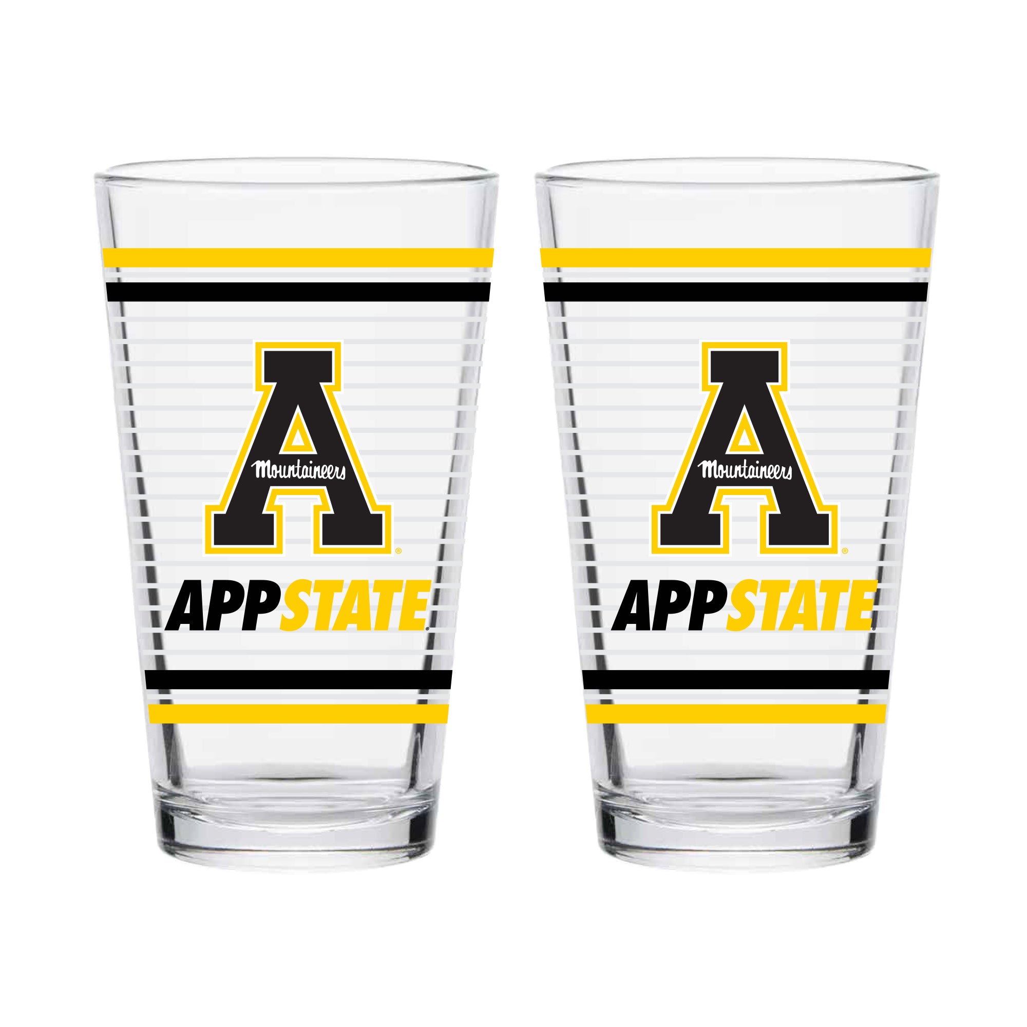 Set of 2 App State Mountaineers 16oz Ring Pints