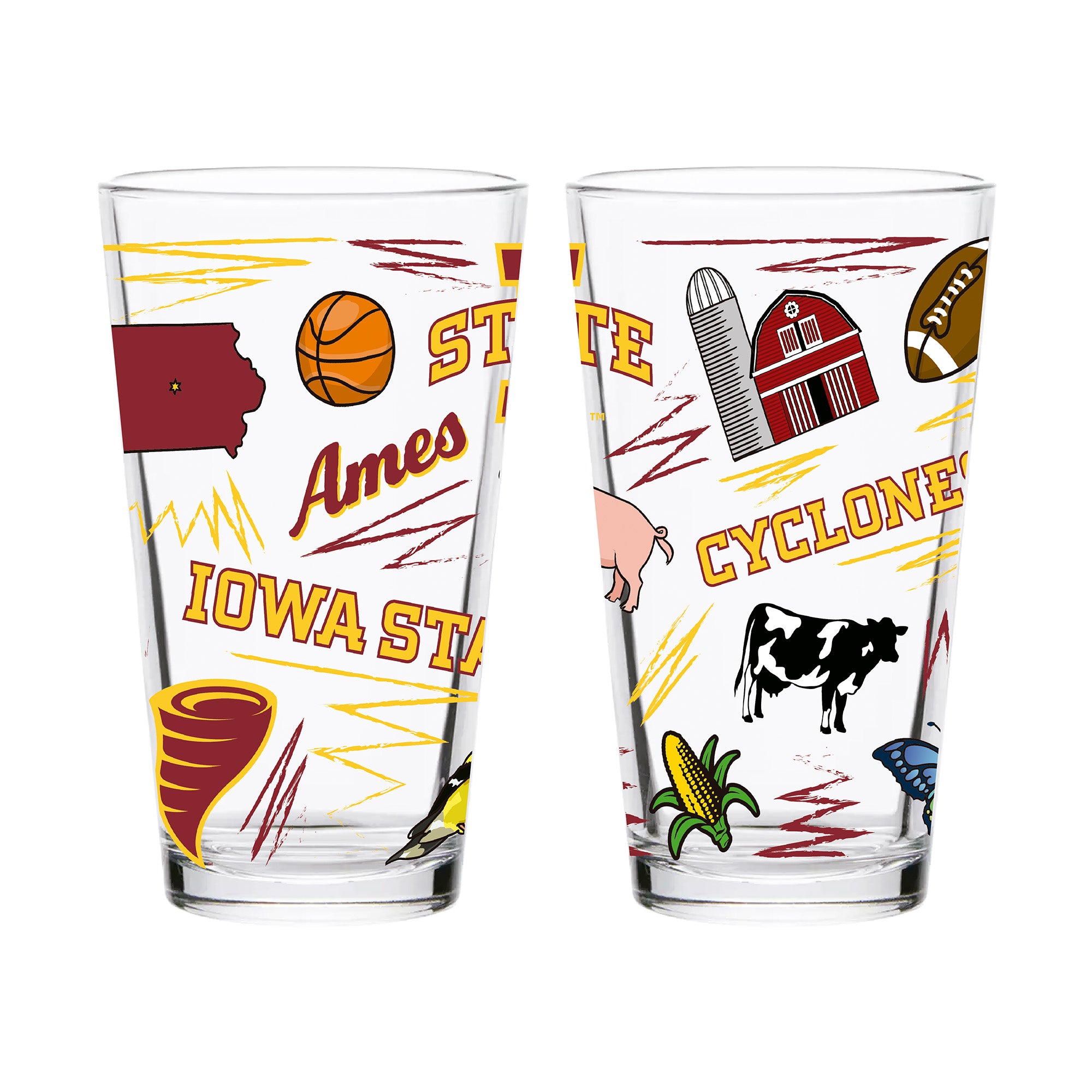 Set of 2 Iowa State Cyclones Local 16oz Pints