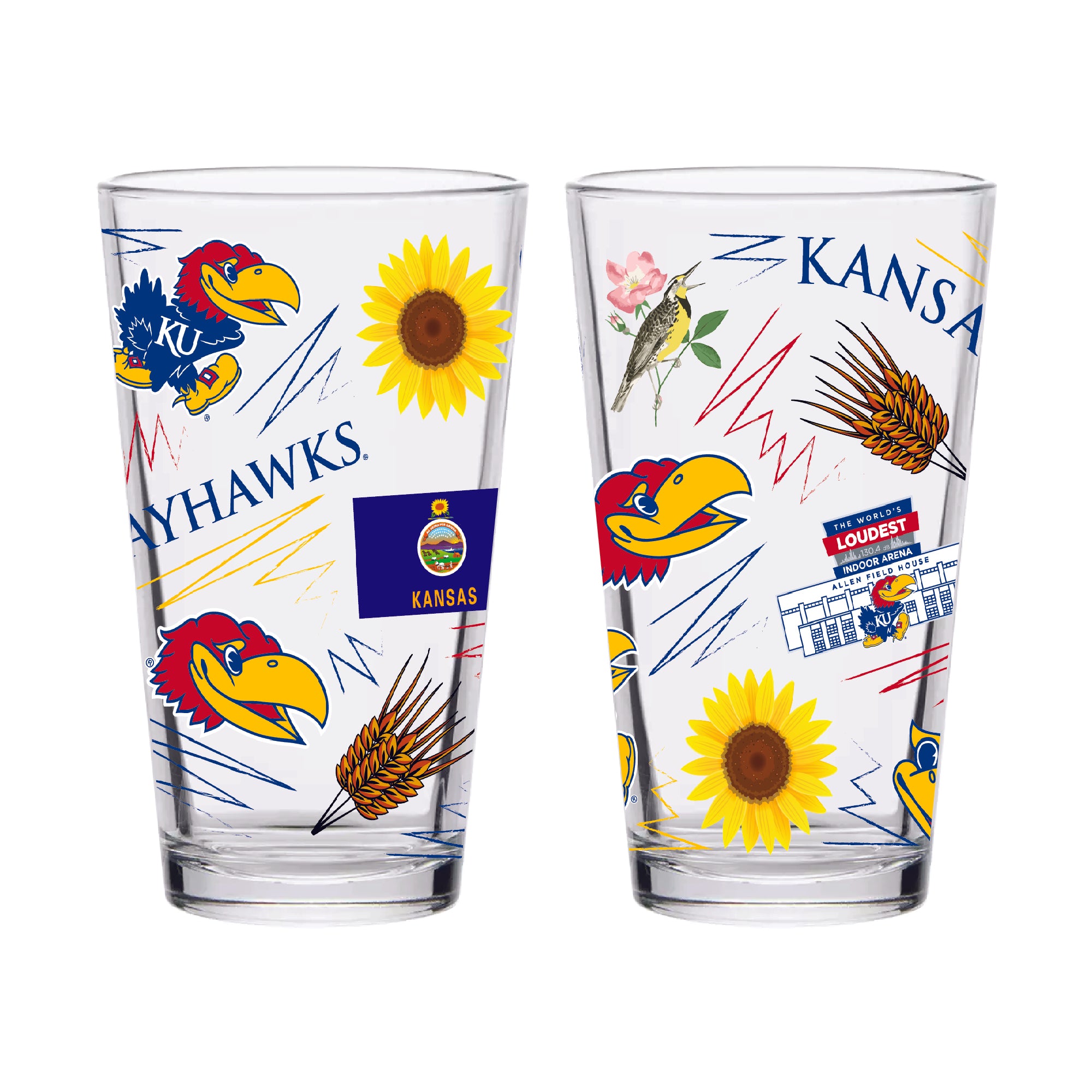 Set of 2 Kansas Jayhawks Local 16oz Pints
