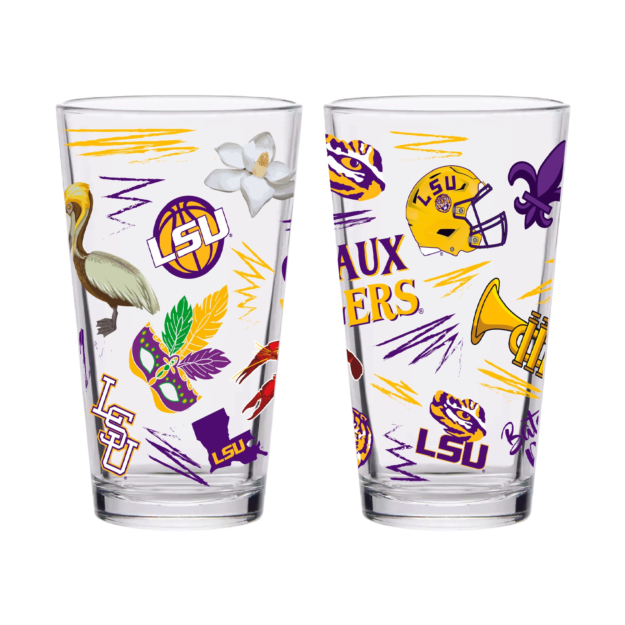 Set of 2 LSU Tigers Local 16oz Pints