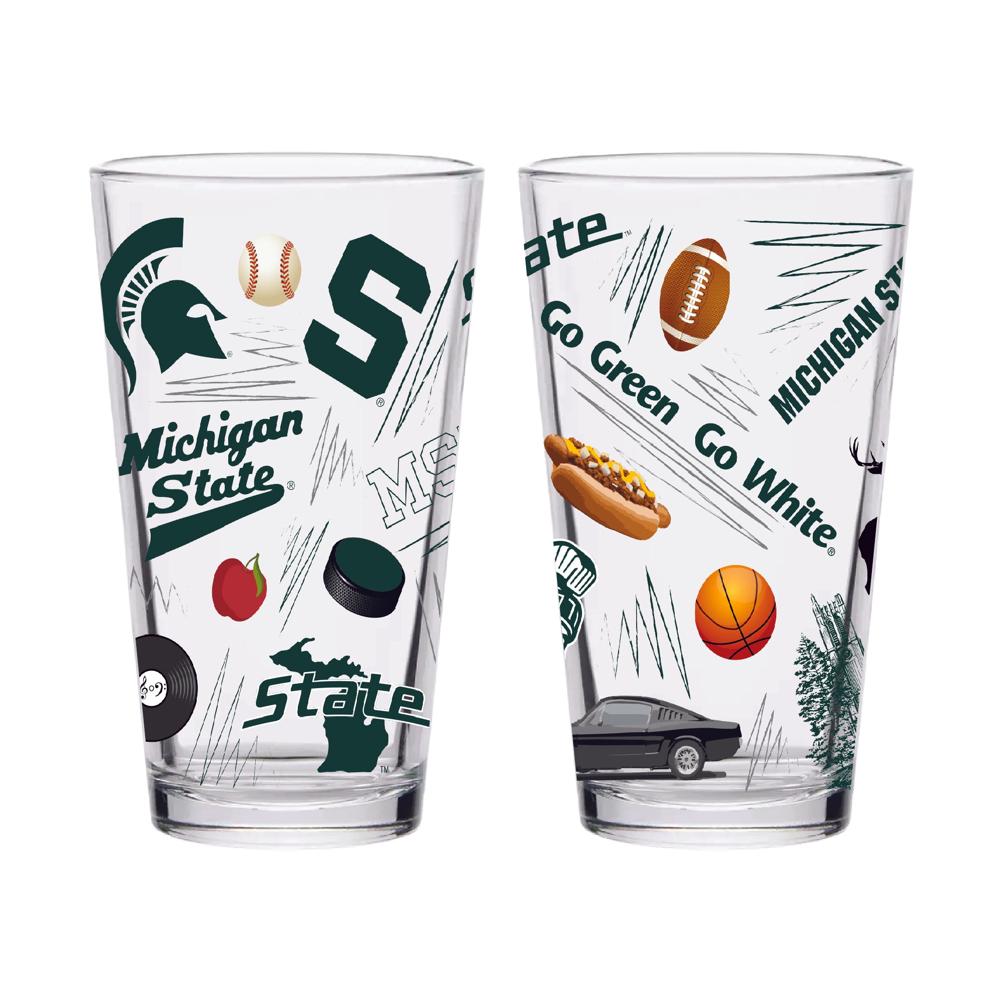 Set of 2 Michigan State Spartans Local 16oz Pints