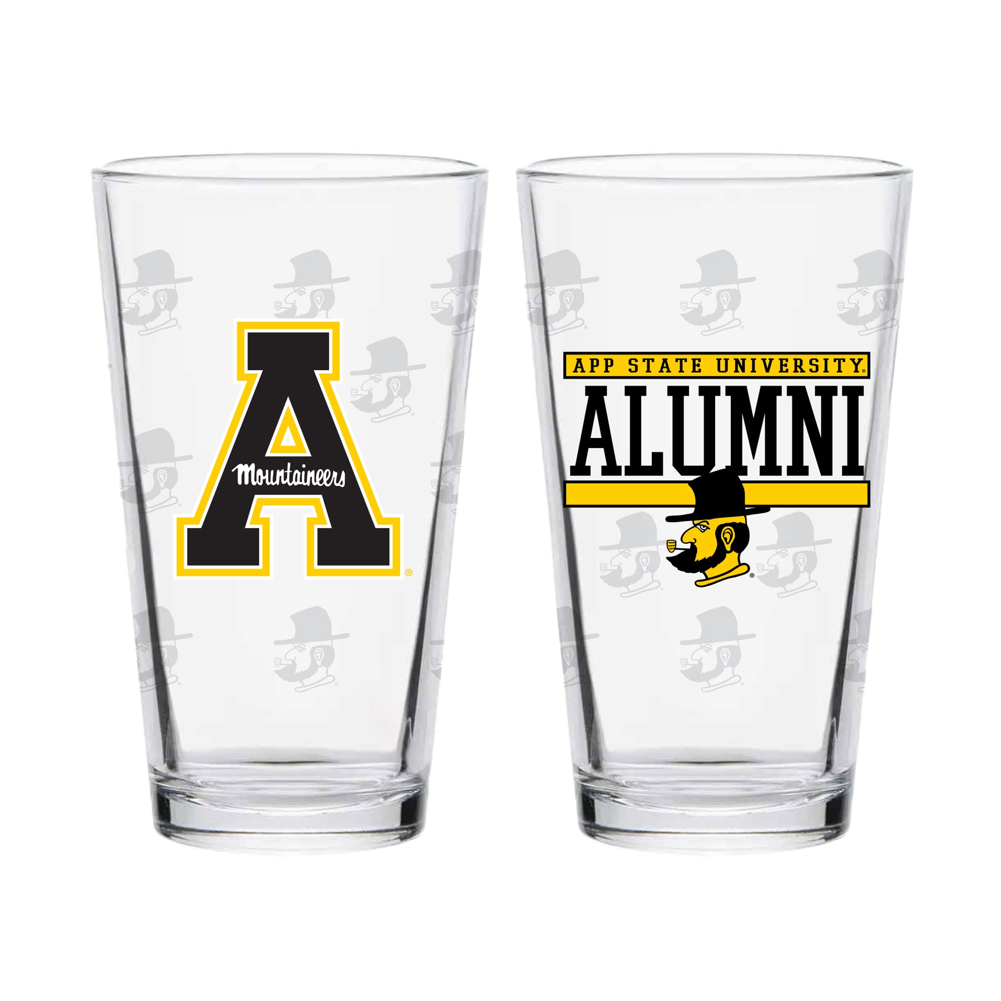 Set of 2 App State Mountaineers 16oz Alumni Pints