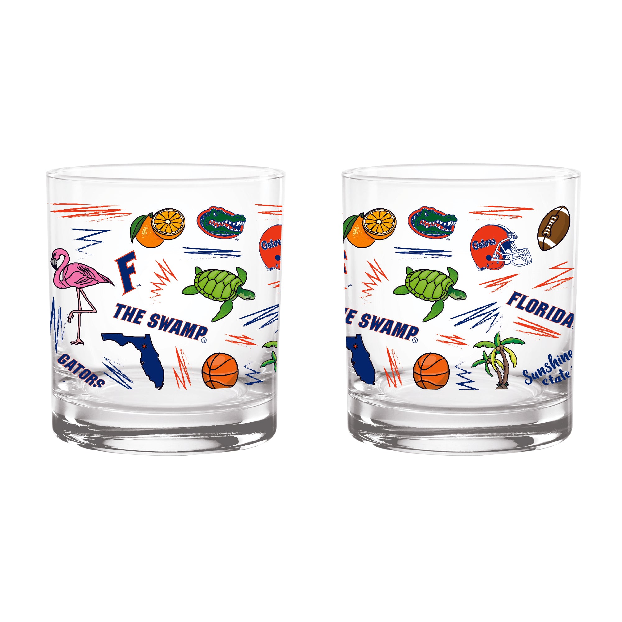 Set of 2 Florida Gators 14oz Local Rocks Glasses