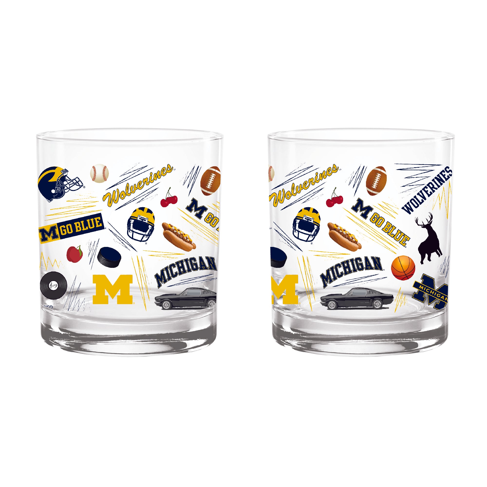 Set of 2 Michigan Wolverines 14oz Local Rocks Glasses