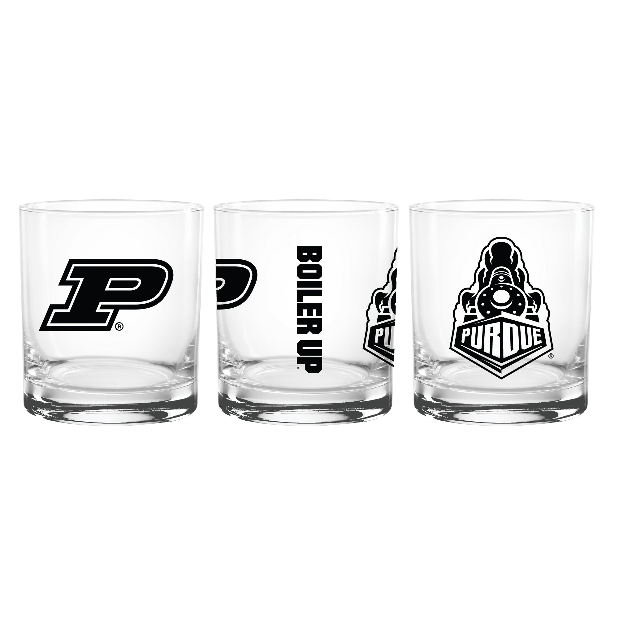 Set of 2 Purdue Boilermakers College Vault Sketch 14oz Rocks Glasses
