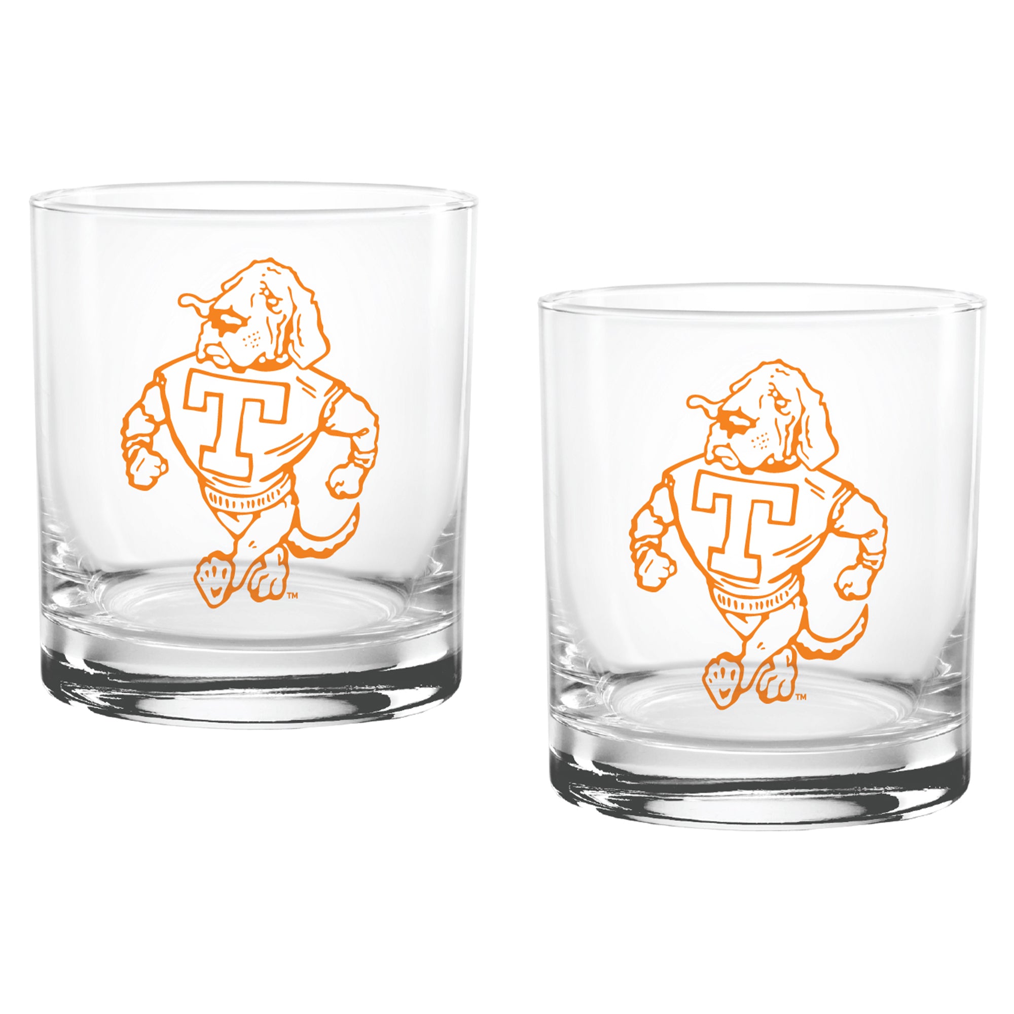 Set of 2 Tennessee Volunteers College Vault Sketch 14oz Rocks Glasses