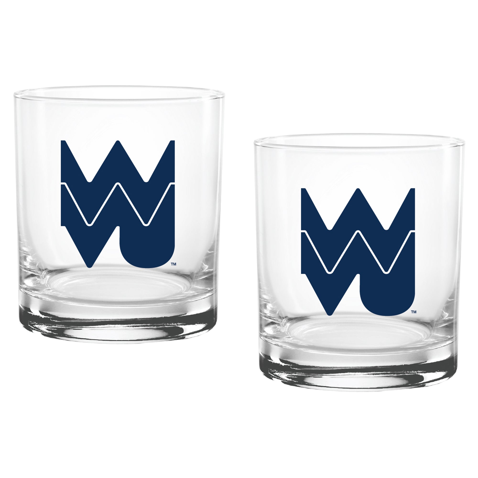 Set of 2 West Virginia Mountaineers College Vault Sketch 14oz Rocks Glasses