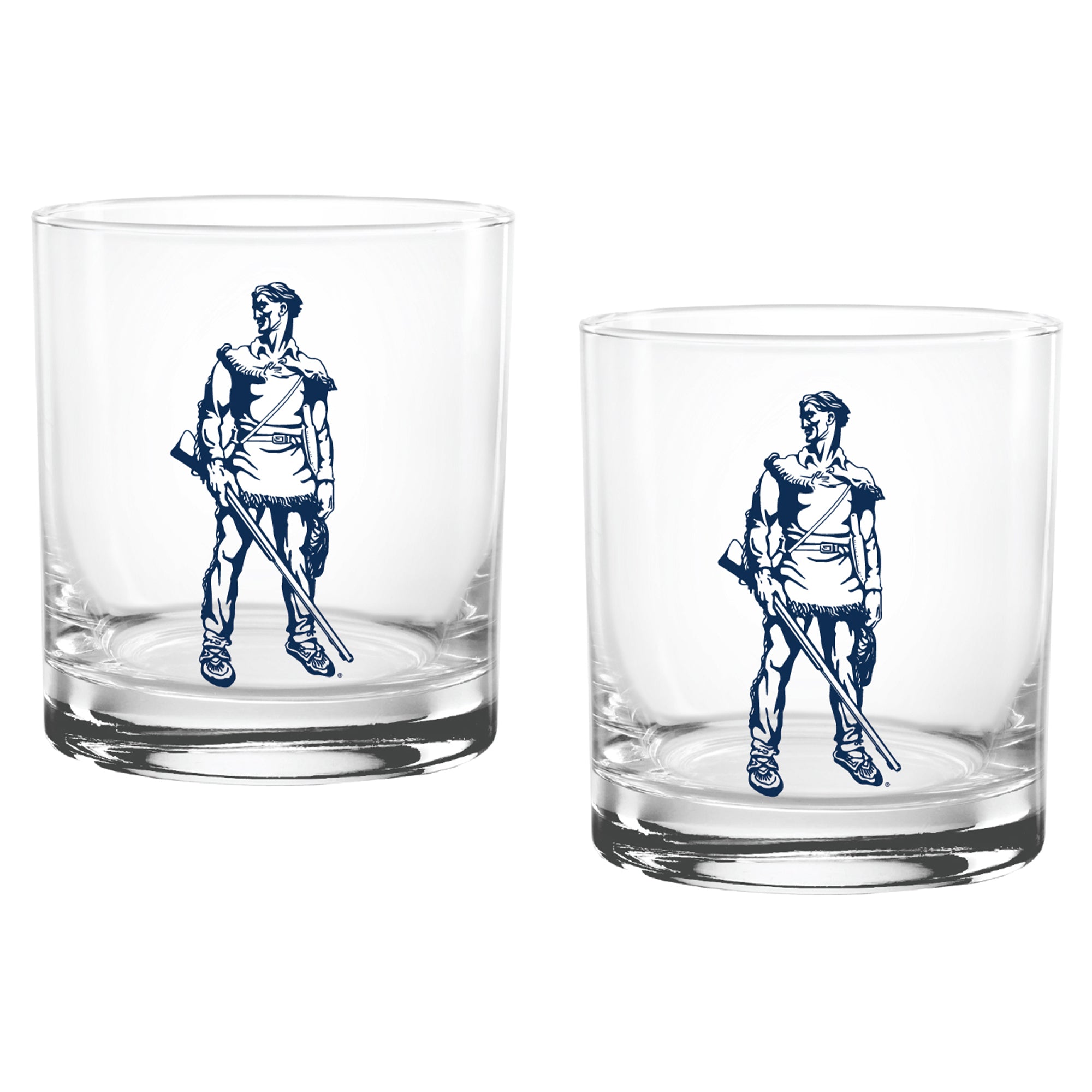 Set of 2 West Virginia Mountaineers College Vault Sketch 14oz Rocks Glasses