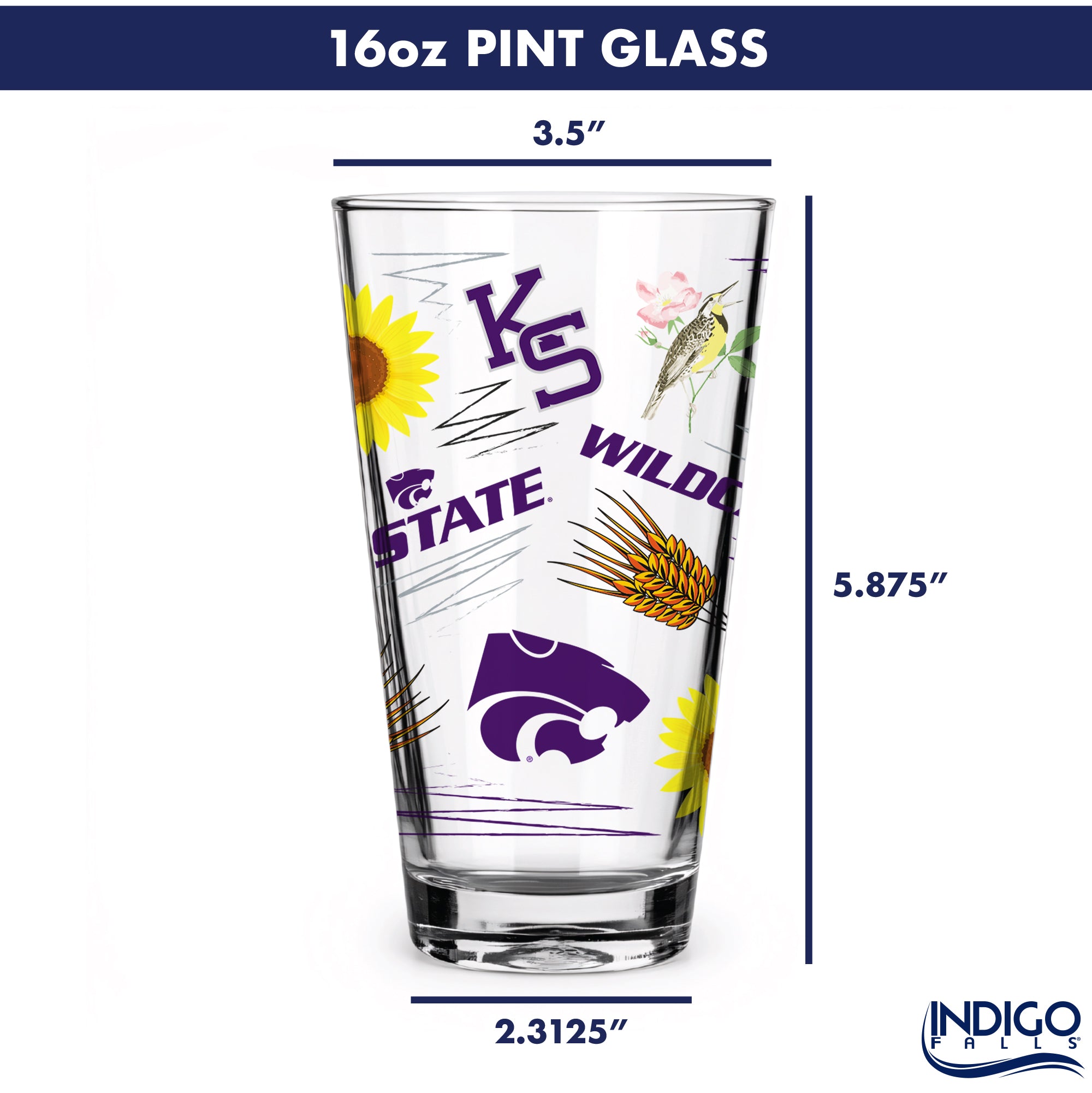 Set of 2 K-State Wildcats Local 16oz Pints