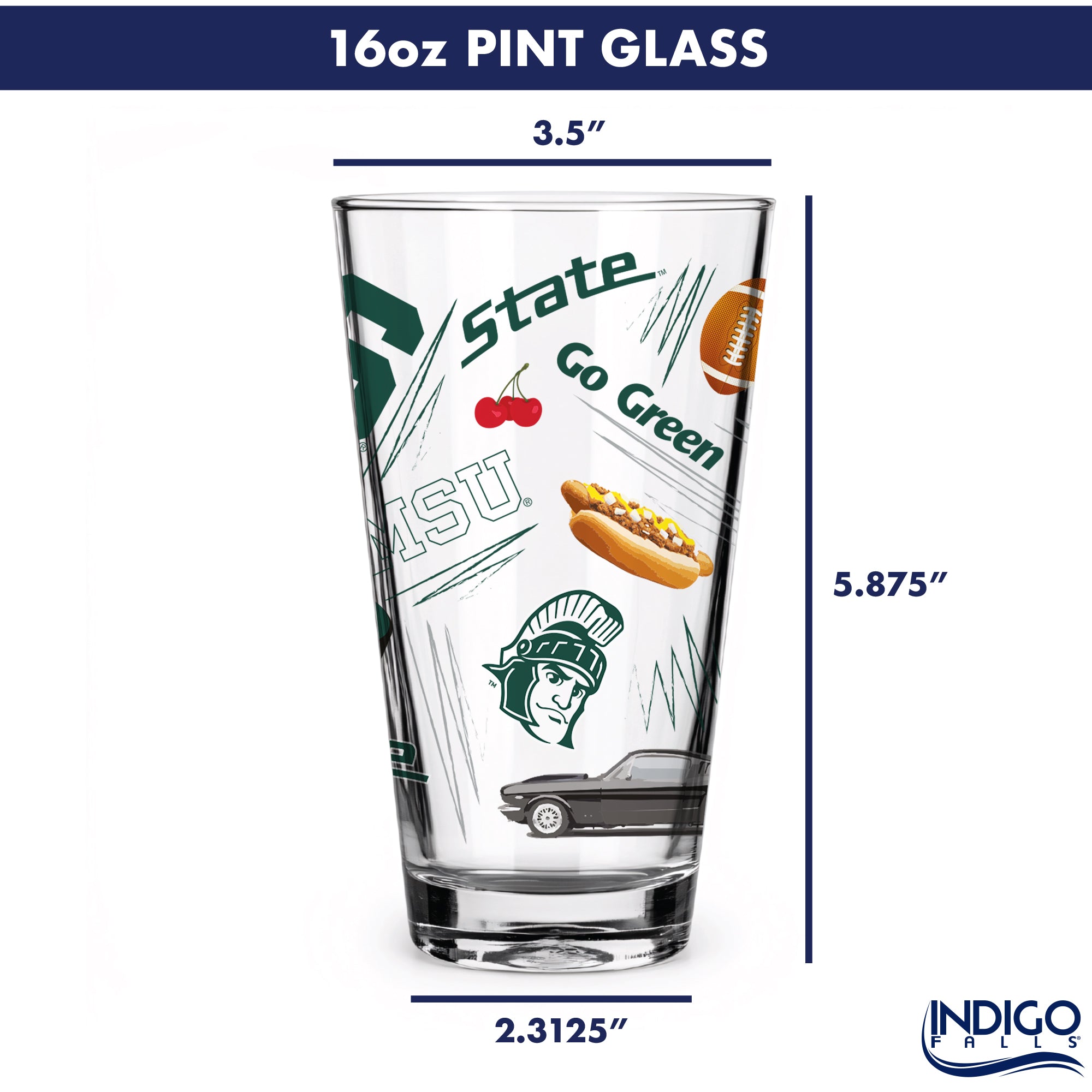 Set of 2 Michigan State Spartans Local 16oz Pints