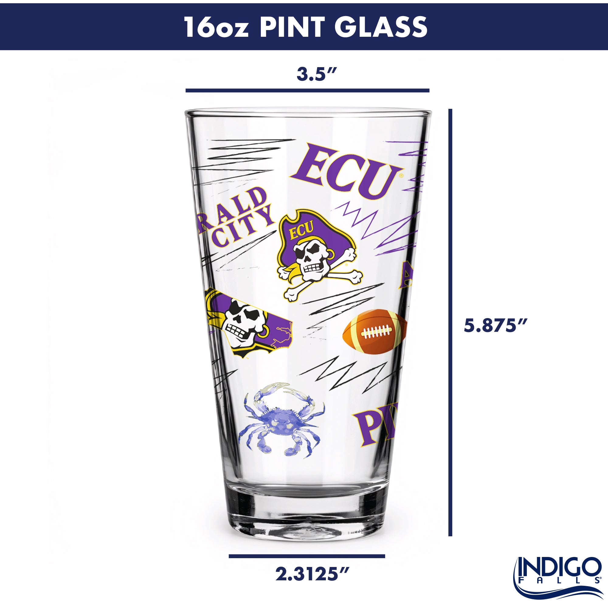 Set of 2 East Carolina Pirates Local 16oz Pints