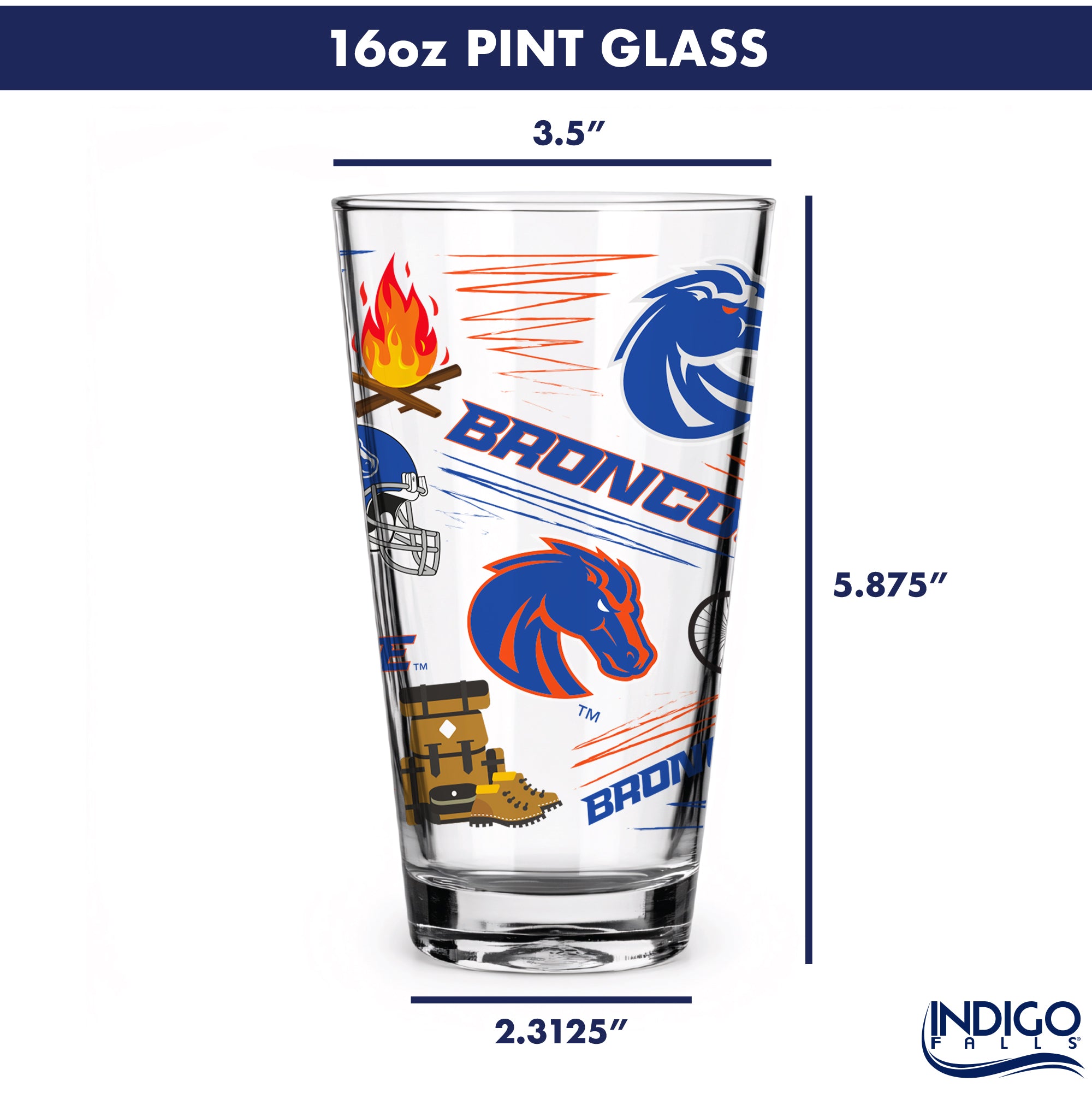 Set of 2 Boise State Broncos Local 16oz Pints