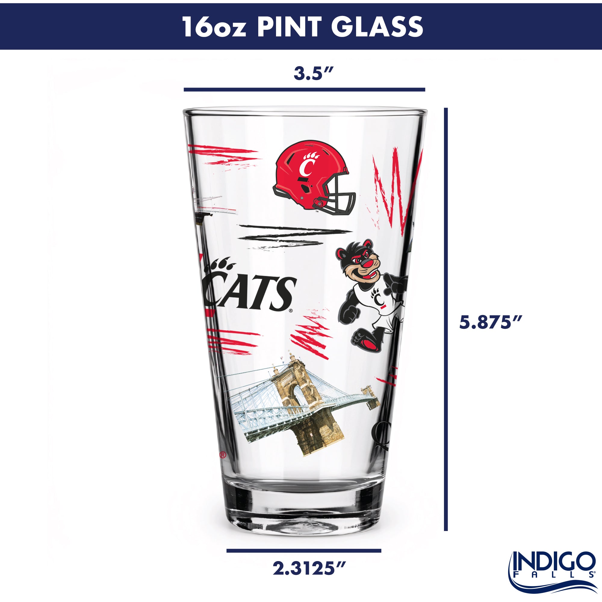 Set of 2 Cincinnati Bearcats Local 16oz Pints