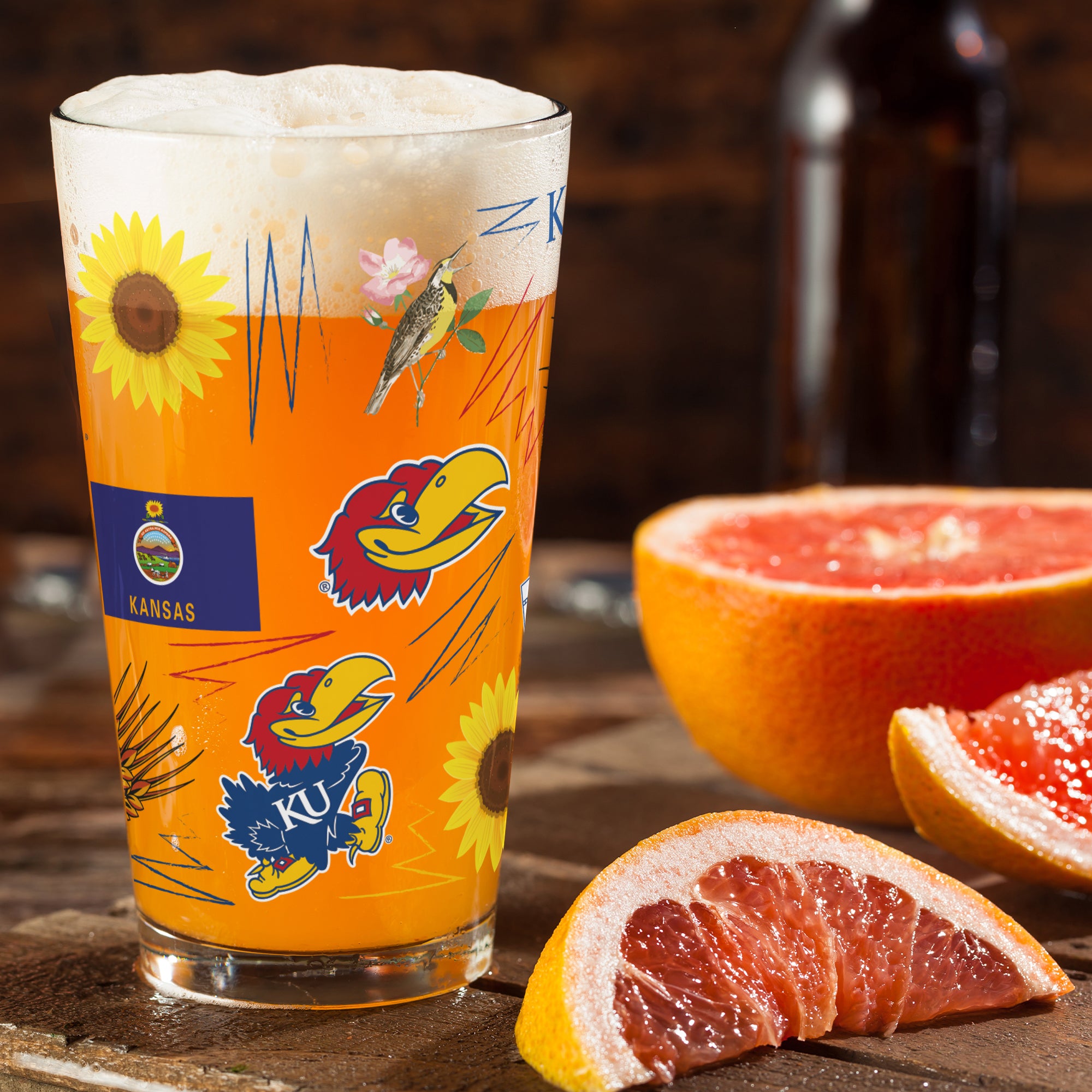 Set of 2 Kansas Jayhawks Local 16oz Pints