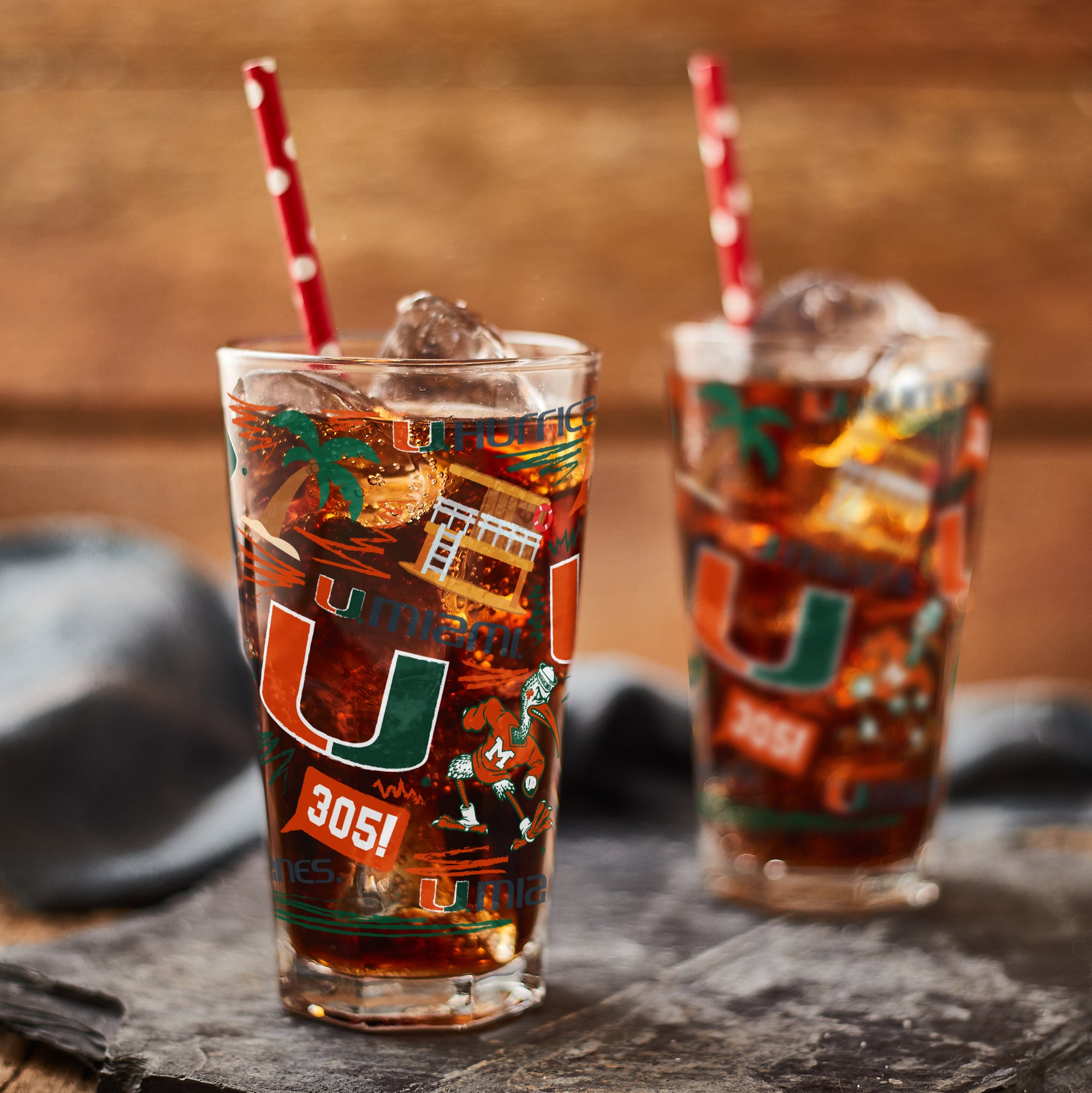 Set of 2 Miami Hurricanes Local 16oz Pints