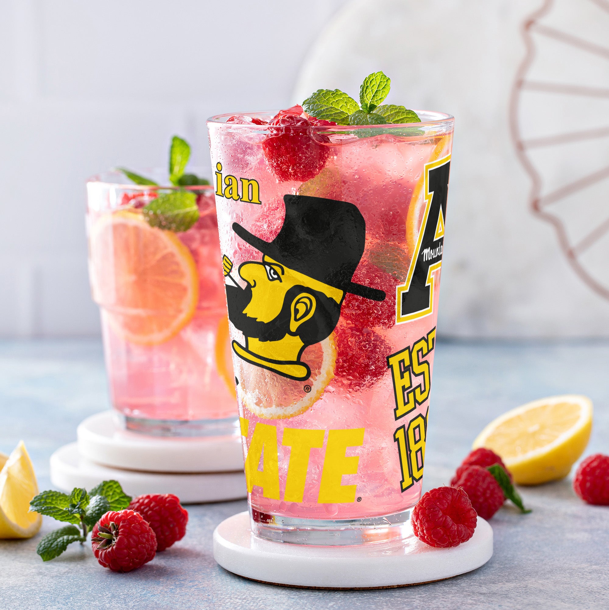 Set of 2 App State Mountaineers 16oz Medley Pint Glasses