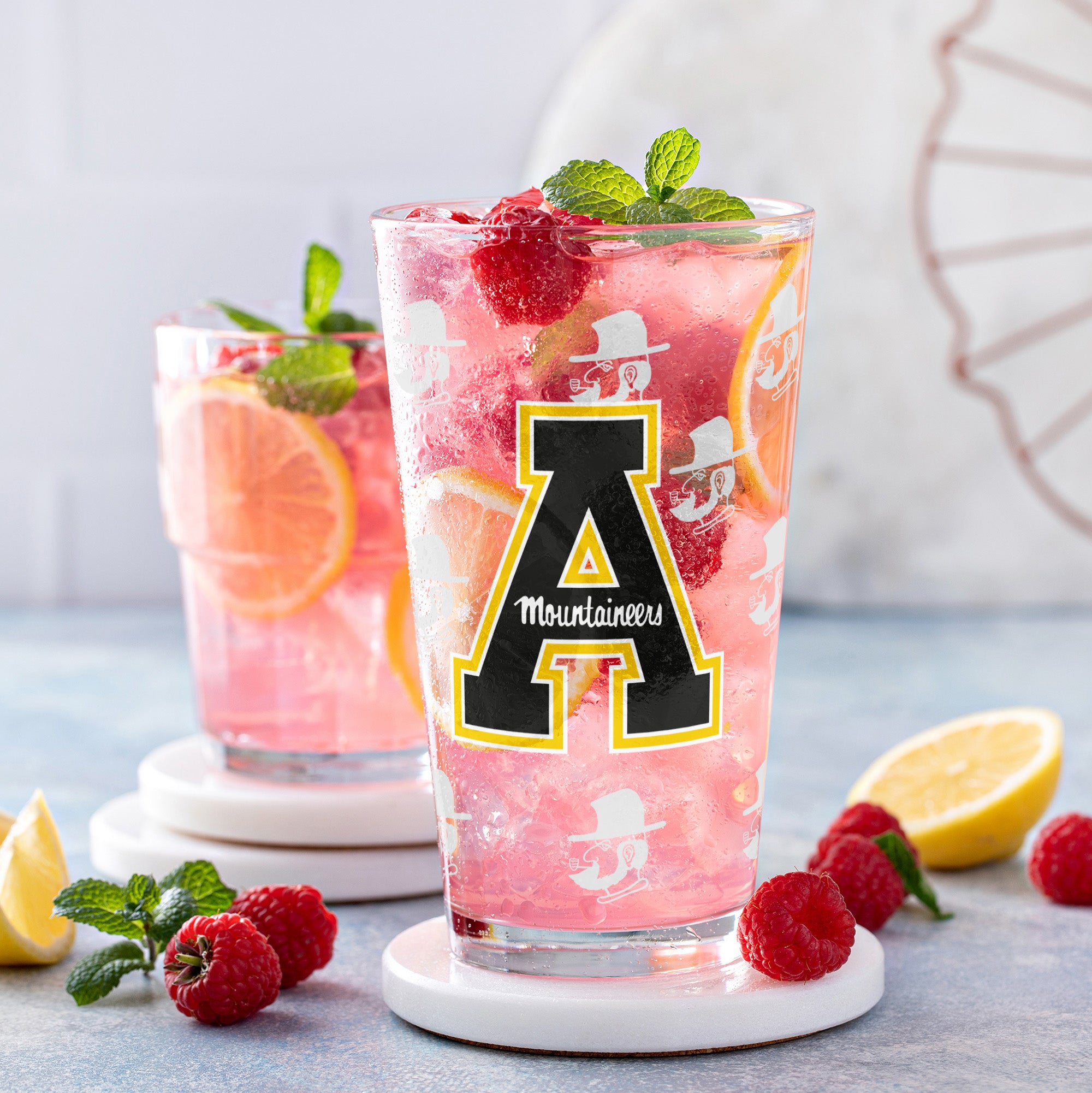 Set of 2 App State Mountaineers 16oz Alumni Pints