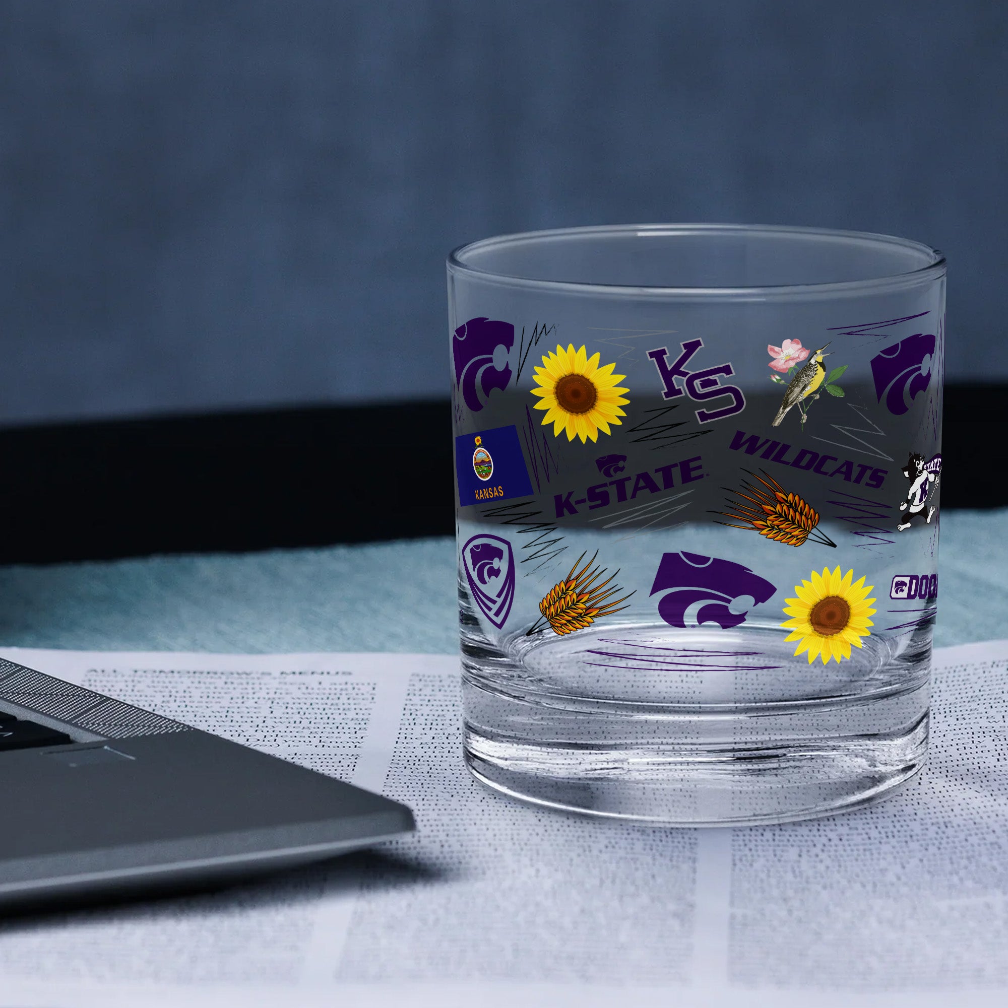Set of 2 K-State Wildcats 14oz Local Rocks Glasses