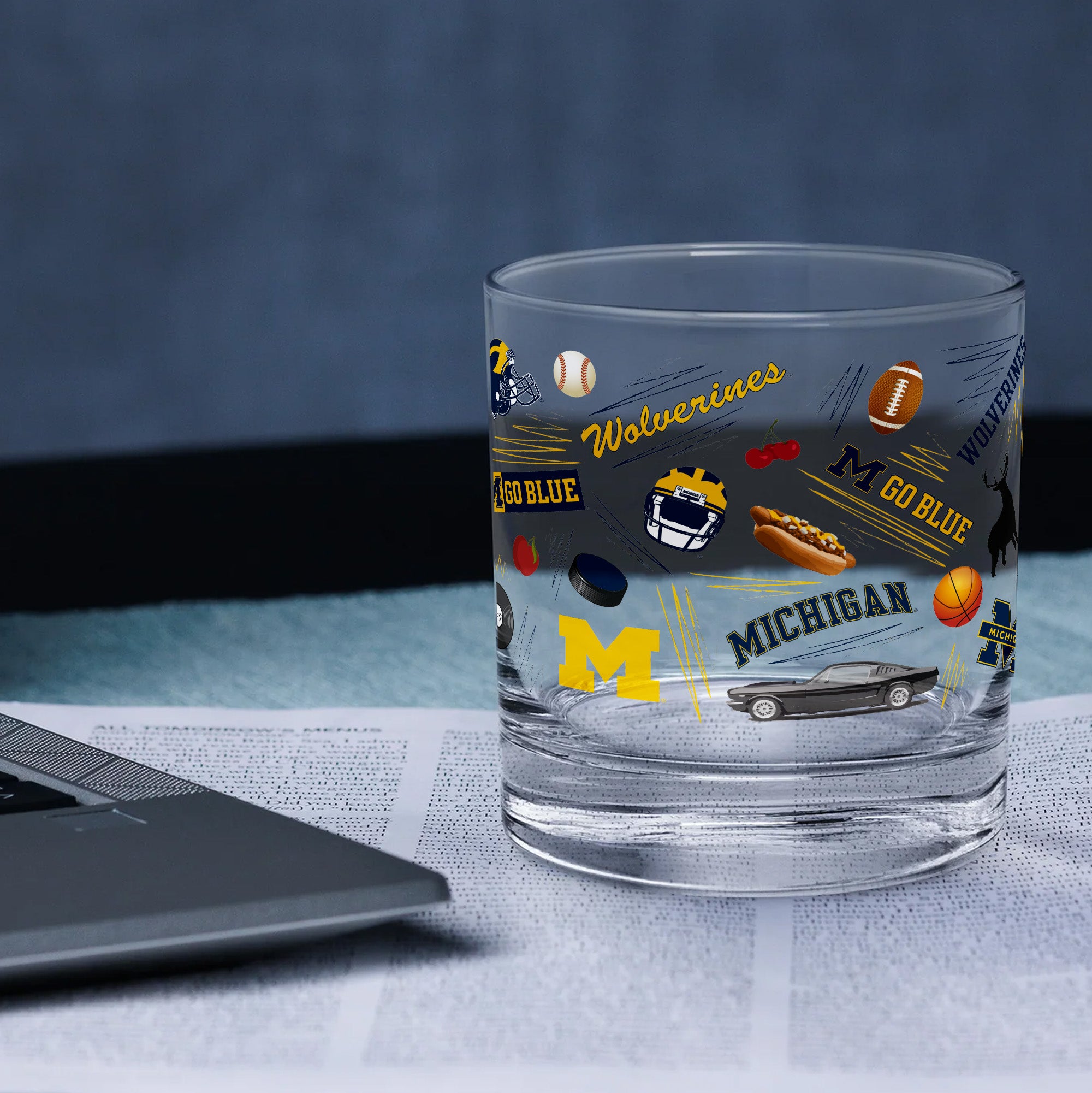 Set of 2 Michigan Wolverines 14oz Local Rocks Glasses