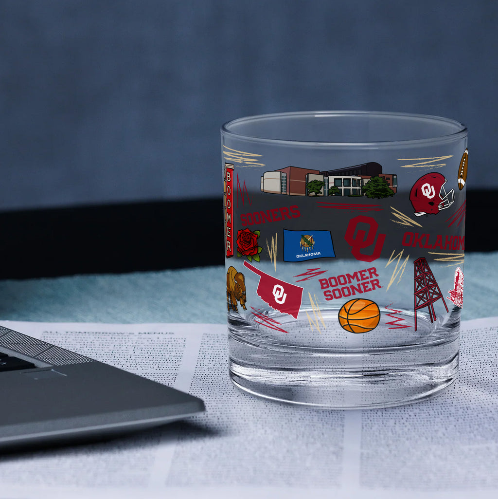 Set of 2 Oklahoma Sooners 14oz Local Rocks Glasses