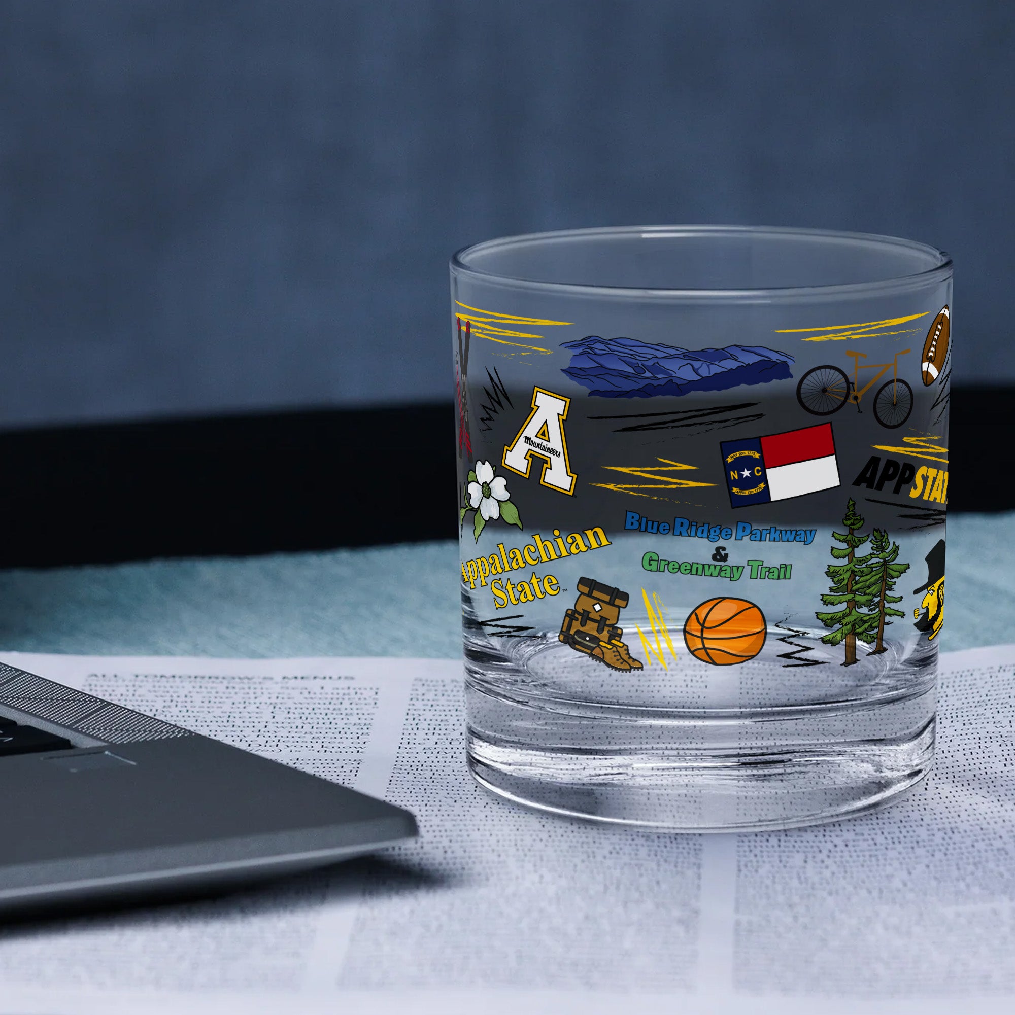 Set of 2 App State Mountaineers 14oz Local Rocks Glasses