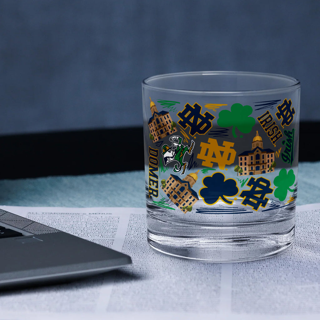 Set of 2 Notre Dame Fighting Irish 14oz Local Rocks Glasses