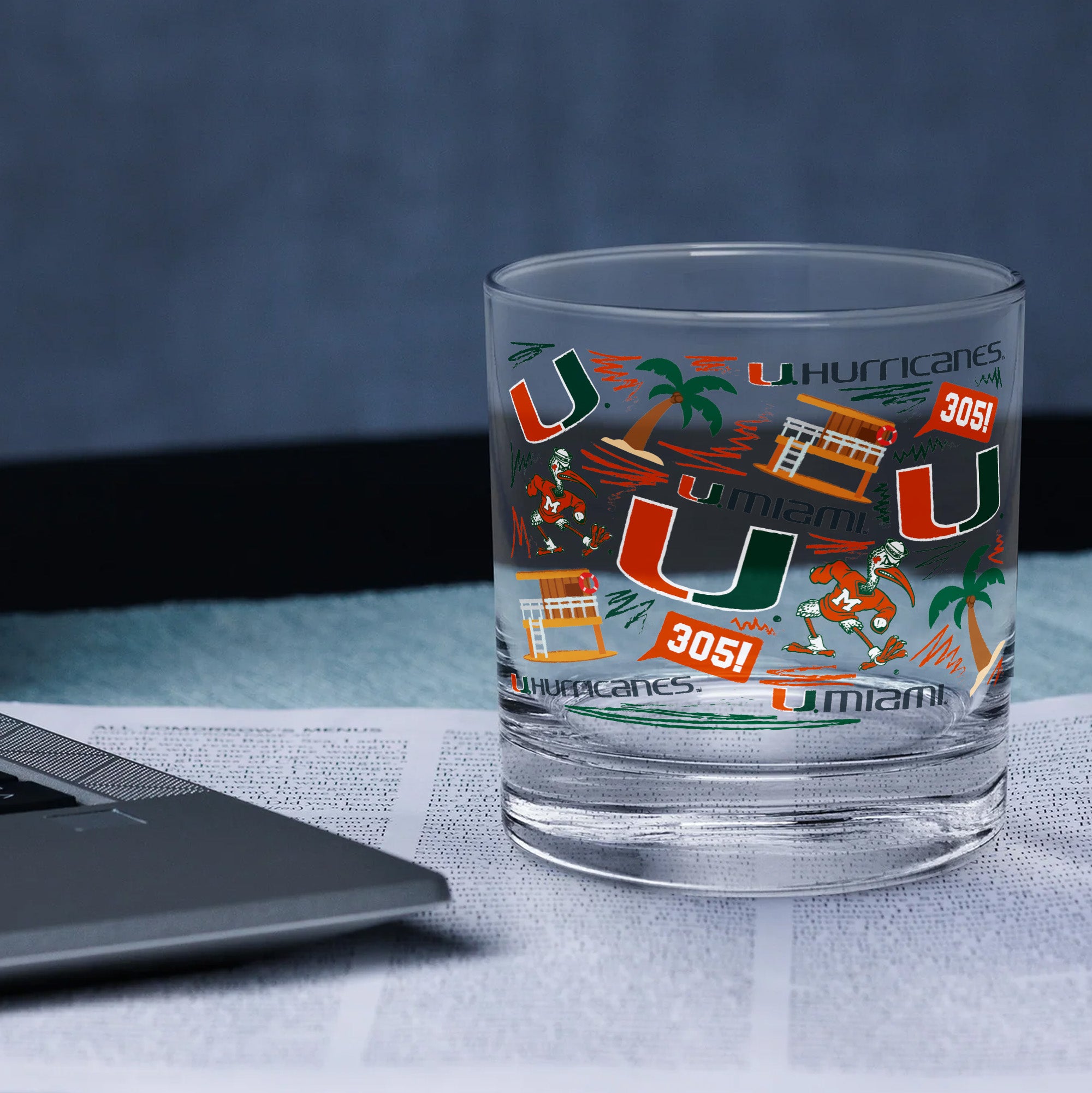Set of 2 Miami Hurricanes 14oz Local Rocks Glasses