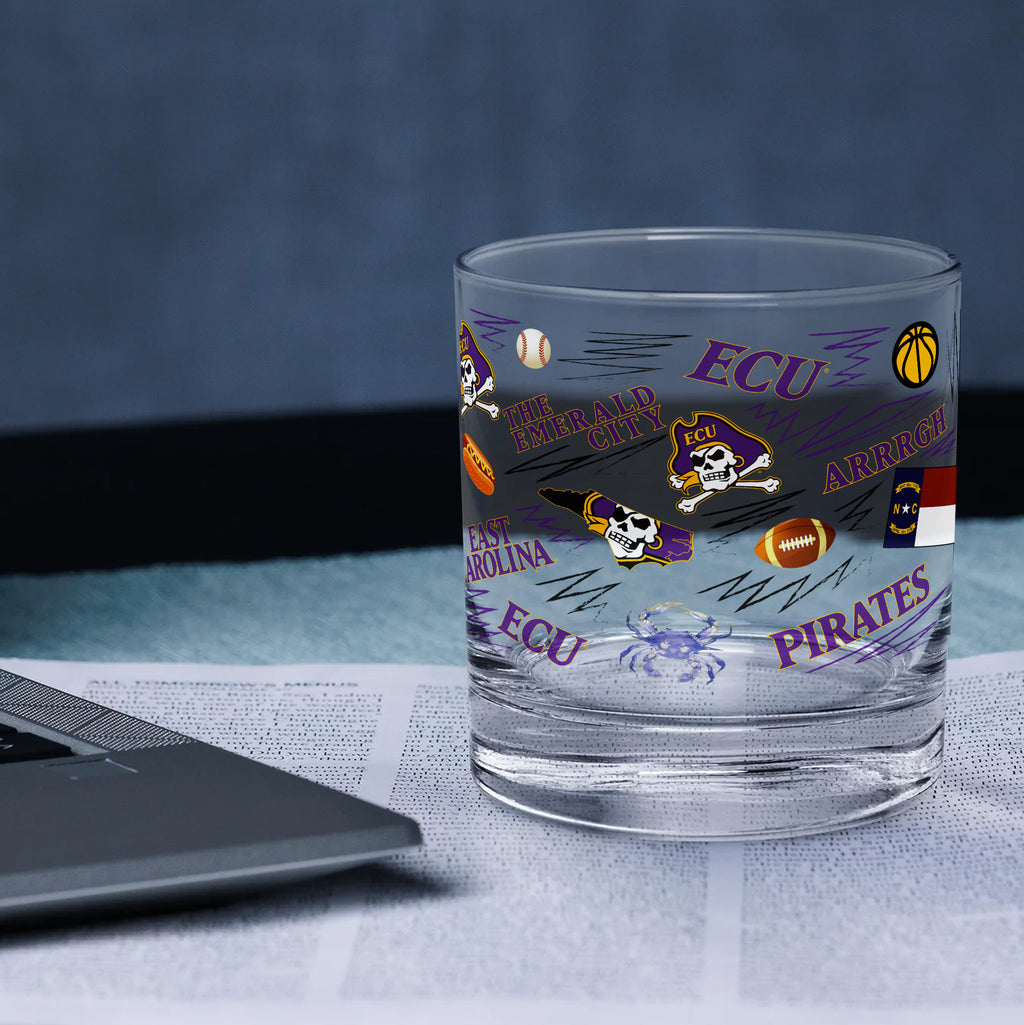 Set of 2 East Carolina Pirates 14oz Local Rocks Glasses