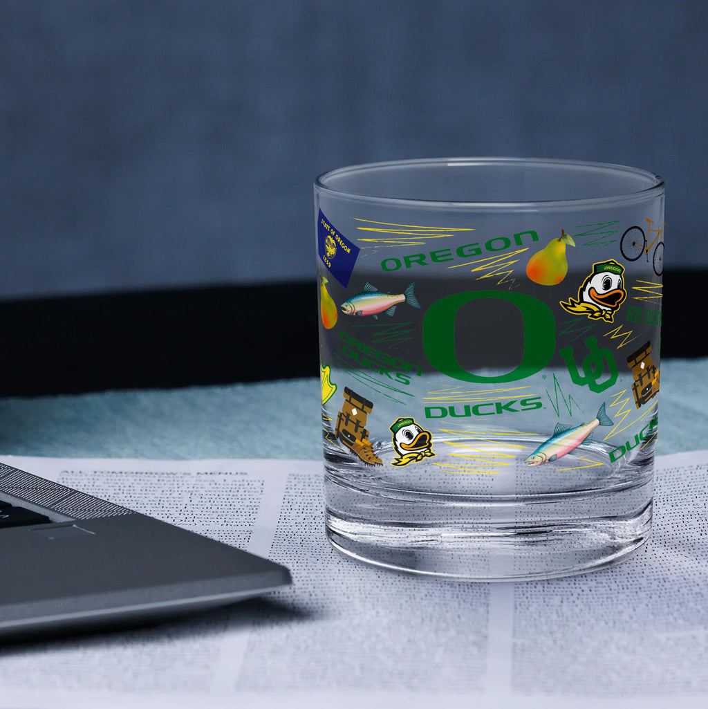 Set of 2 Oregon Ducks 14oz Local Rocks Glasses