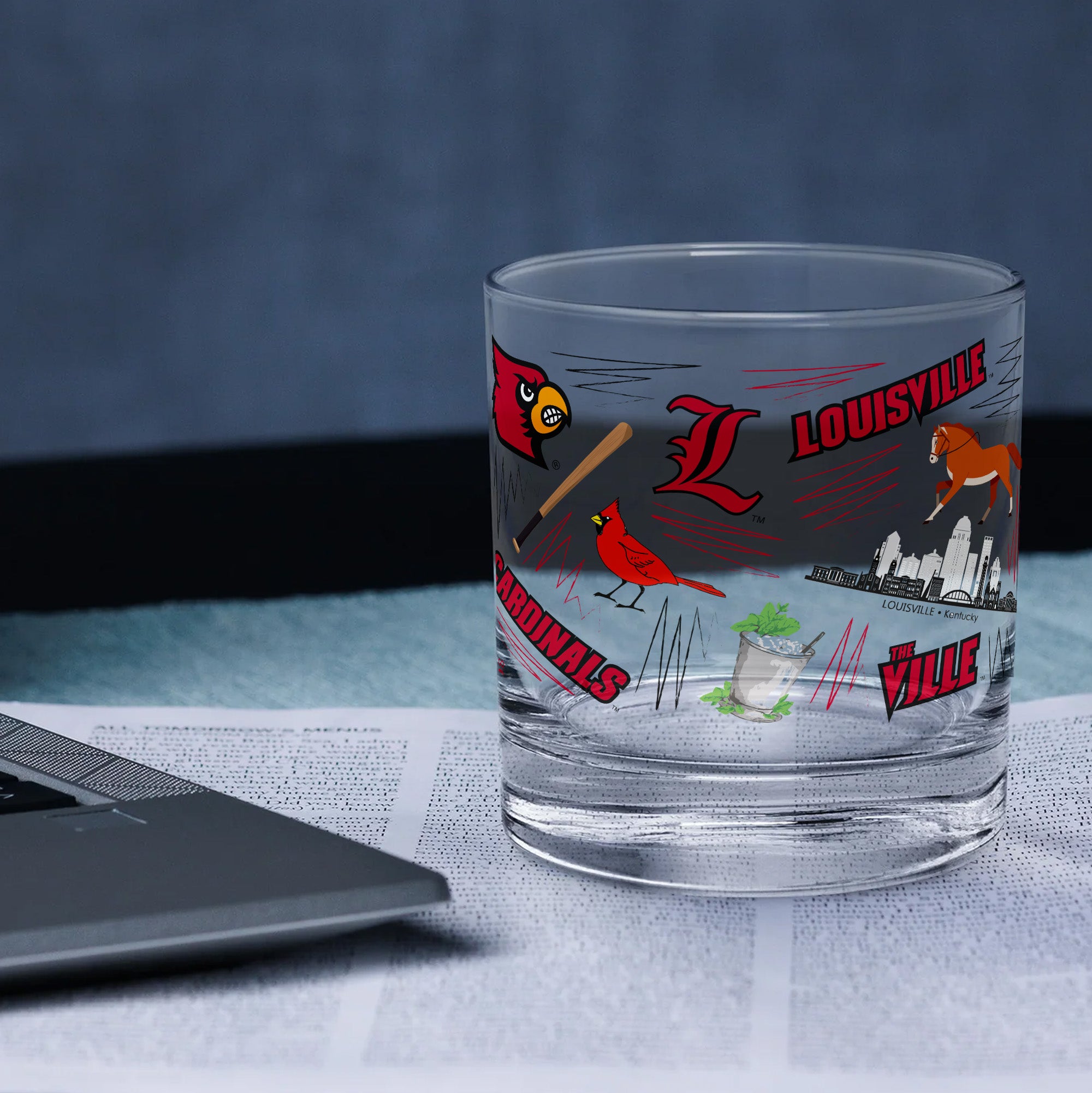 Set of 2 Louisville Cardinals 14oz Local Rocks Glasses