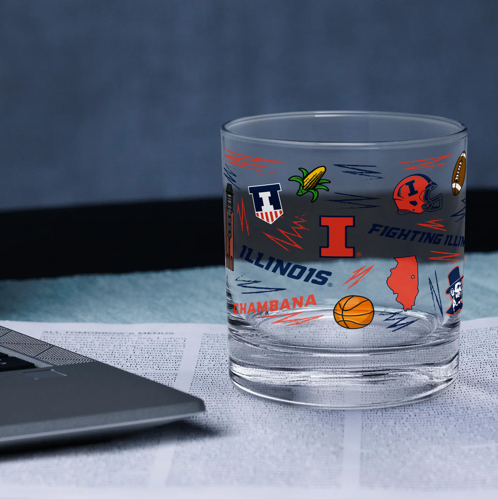 Set of 2 Illinois Fighting Illini 14oz Local Rocks Glasses
