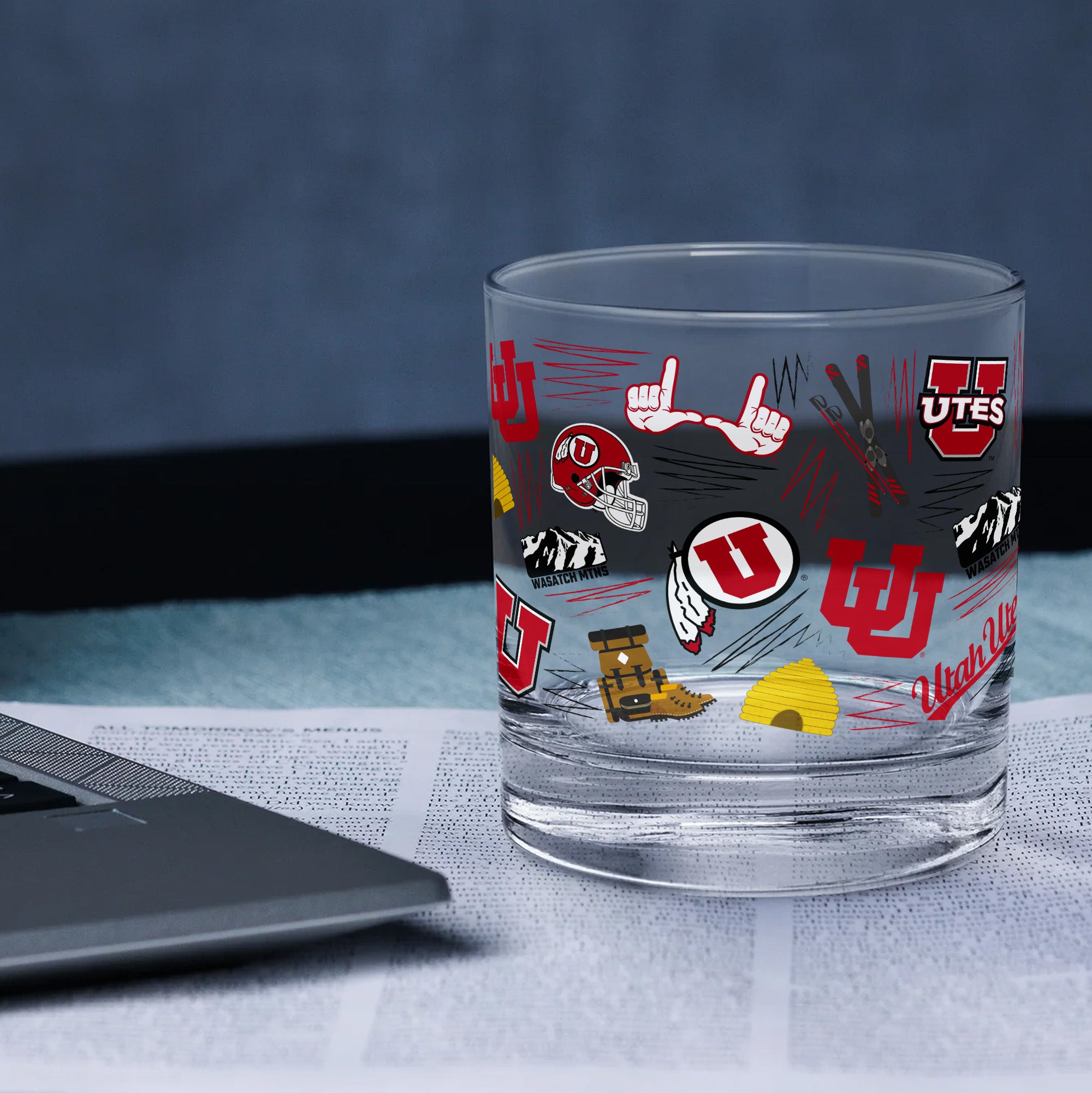 Set of 2 Utah Utes 14oz Local Rocks Glasses
