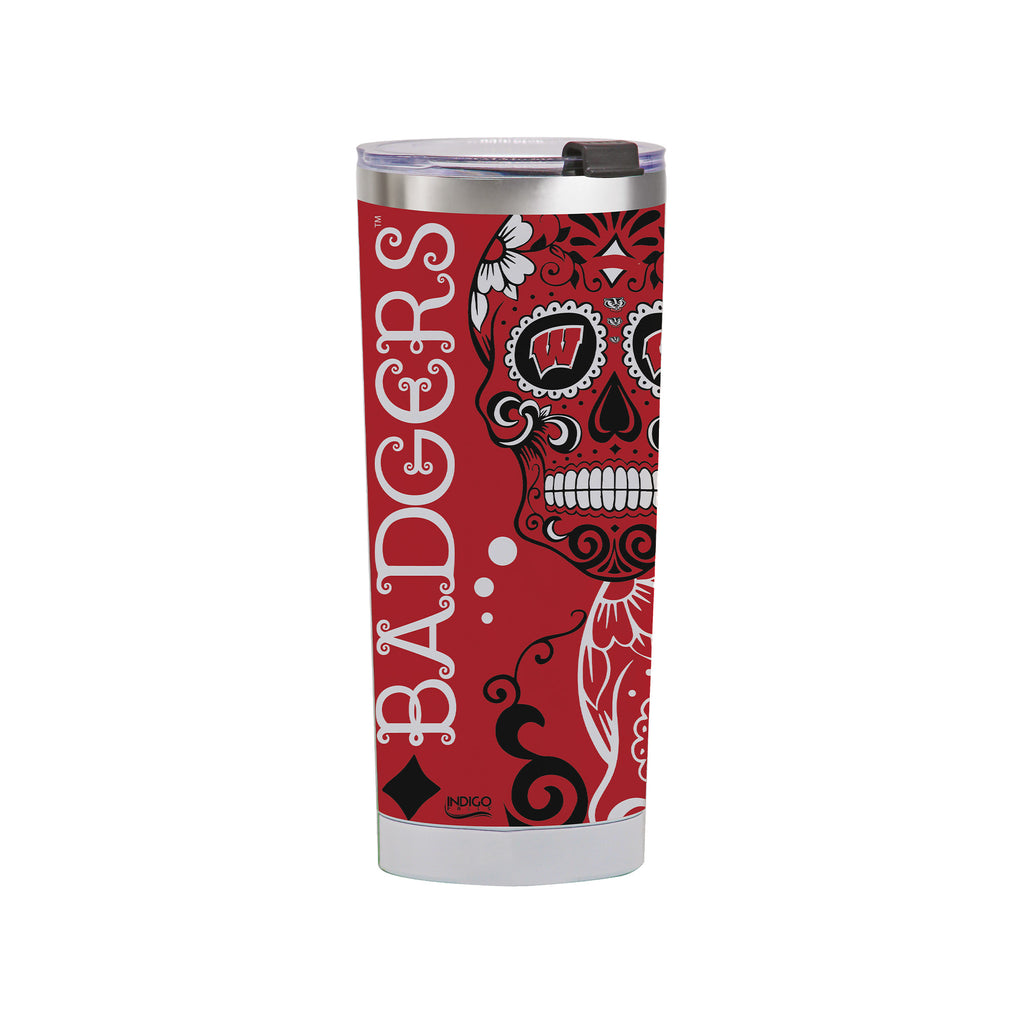 Wisconsin Badgers 24oz Dia de los Muertos Tumbler
