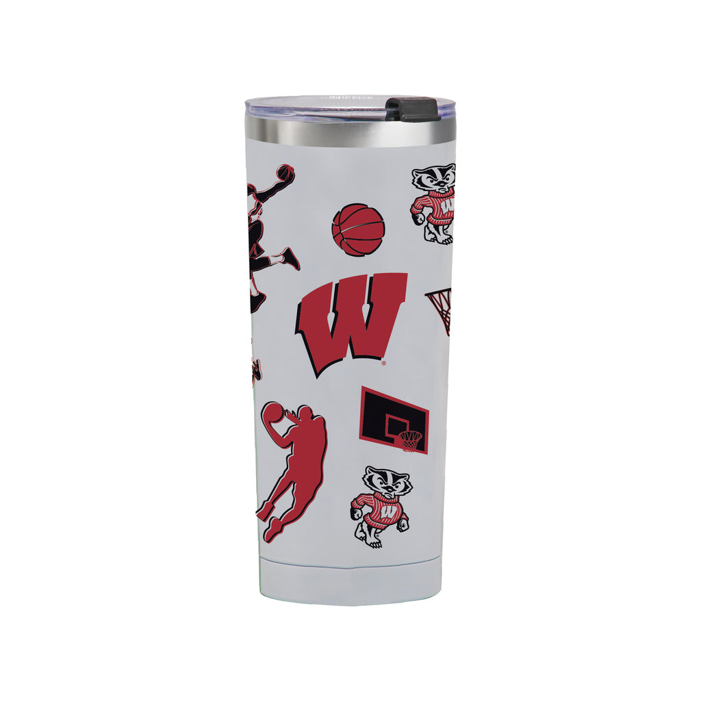 24oz Wisconsin Badgers Basketball Sketch Tumbler