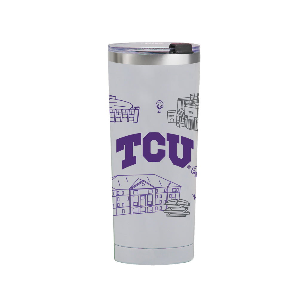 TCU Horned Frogs 24oz Campus Line Art Tumbler