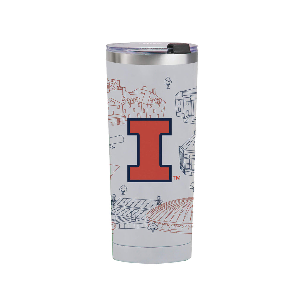 Illinois Fighting Illini 24oz Campus Line Art Tumbler