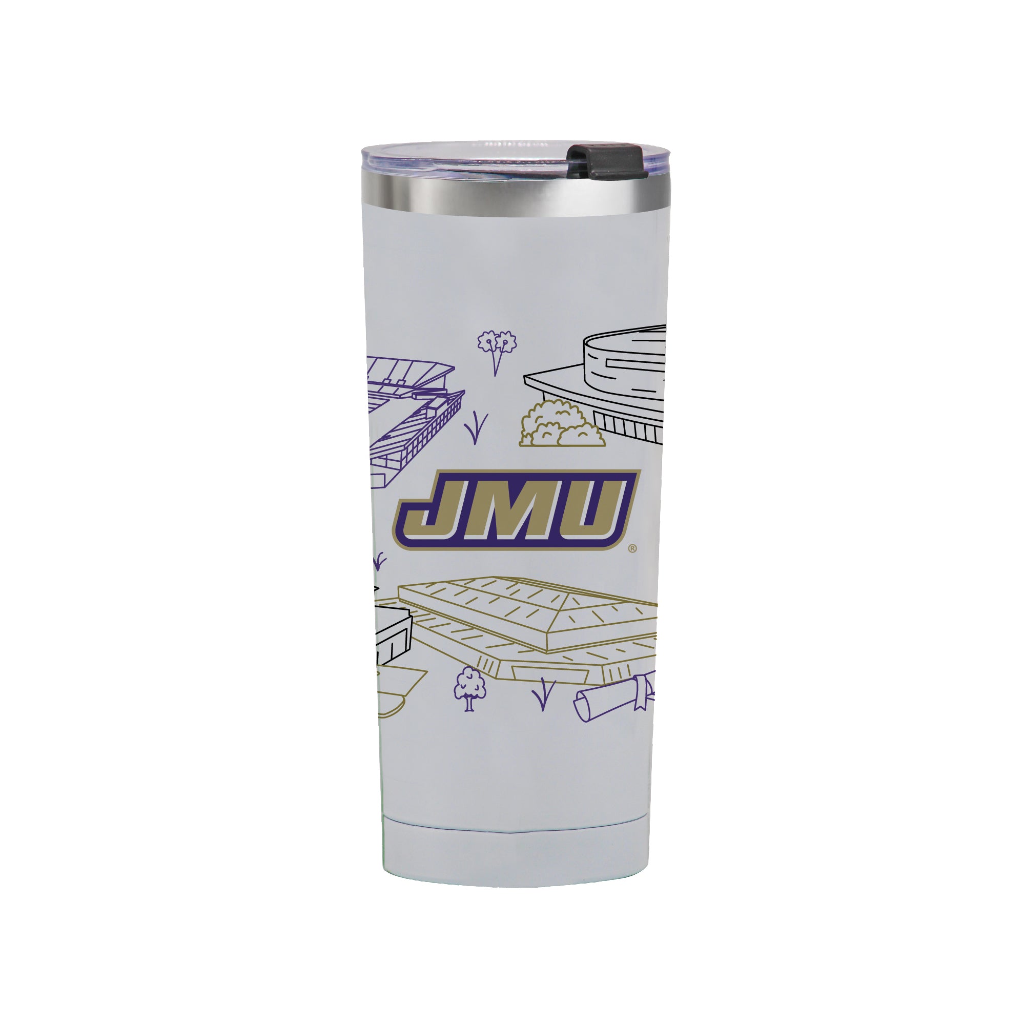 James Madison Dukes 24oz Campus Line Art Tumbler