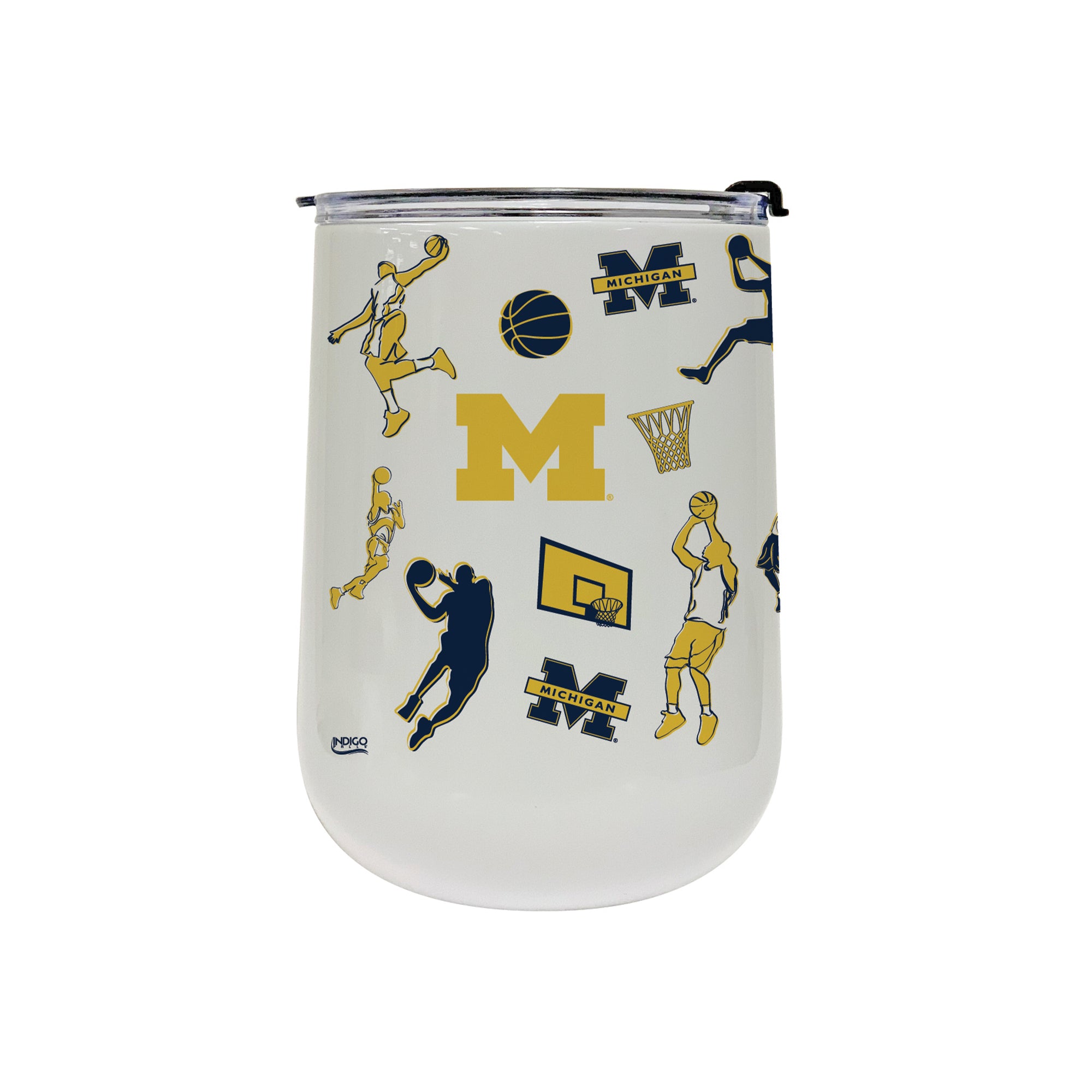 18oz Michigan Wolverines Basketball Sketch Stainless Tumbler